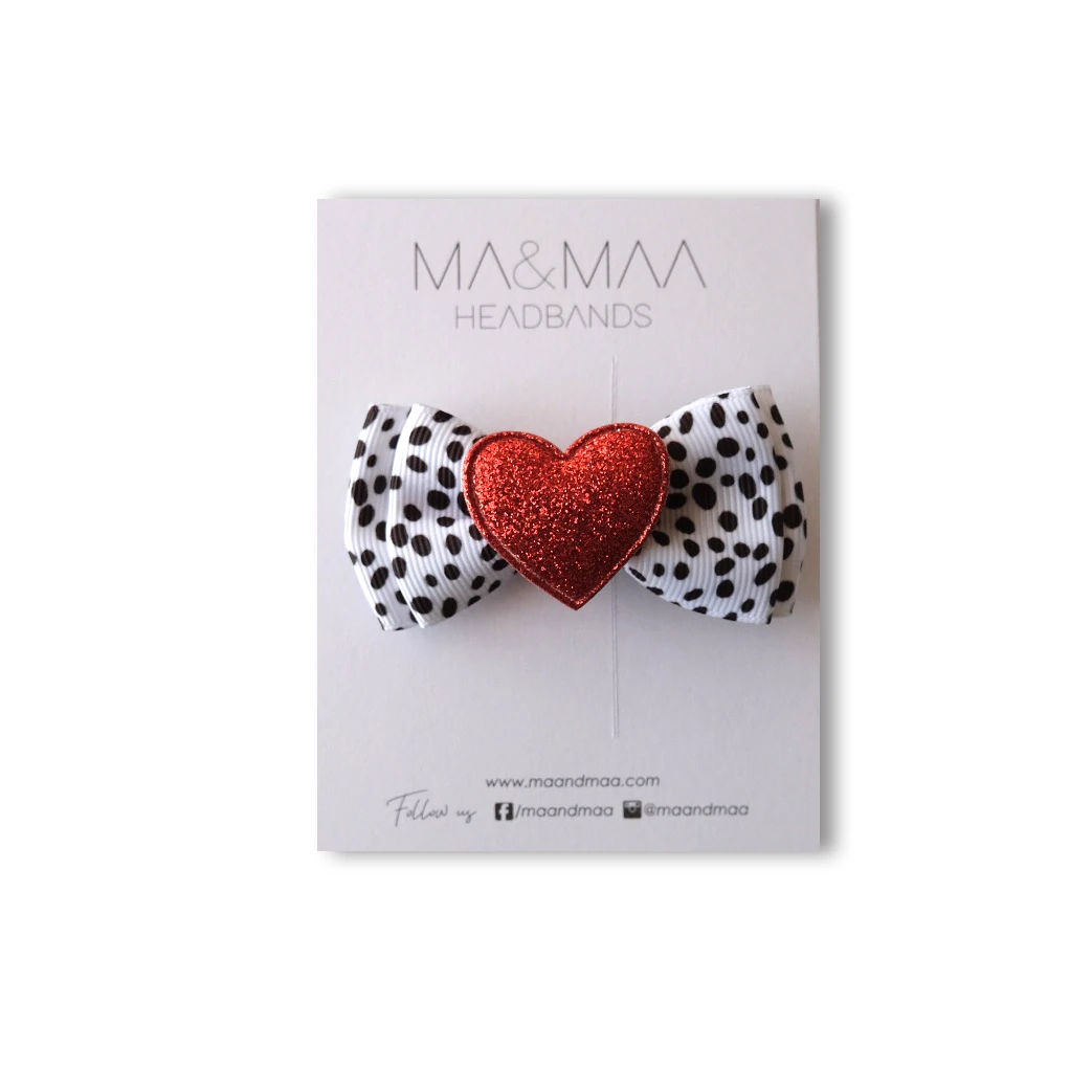 MA&MAA Glitter Glam Toy Bow - Mini Kalpli Fiyonk Toka