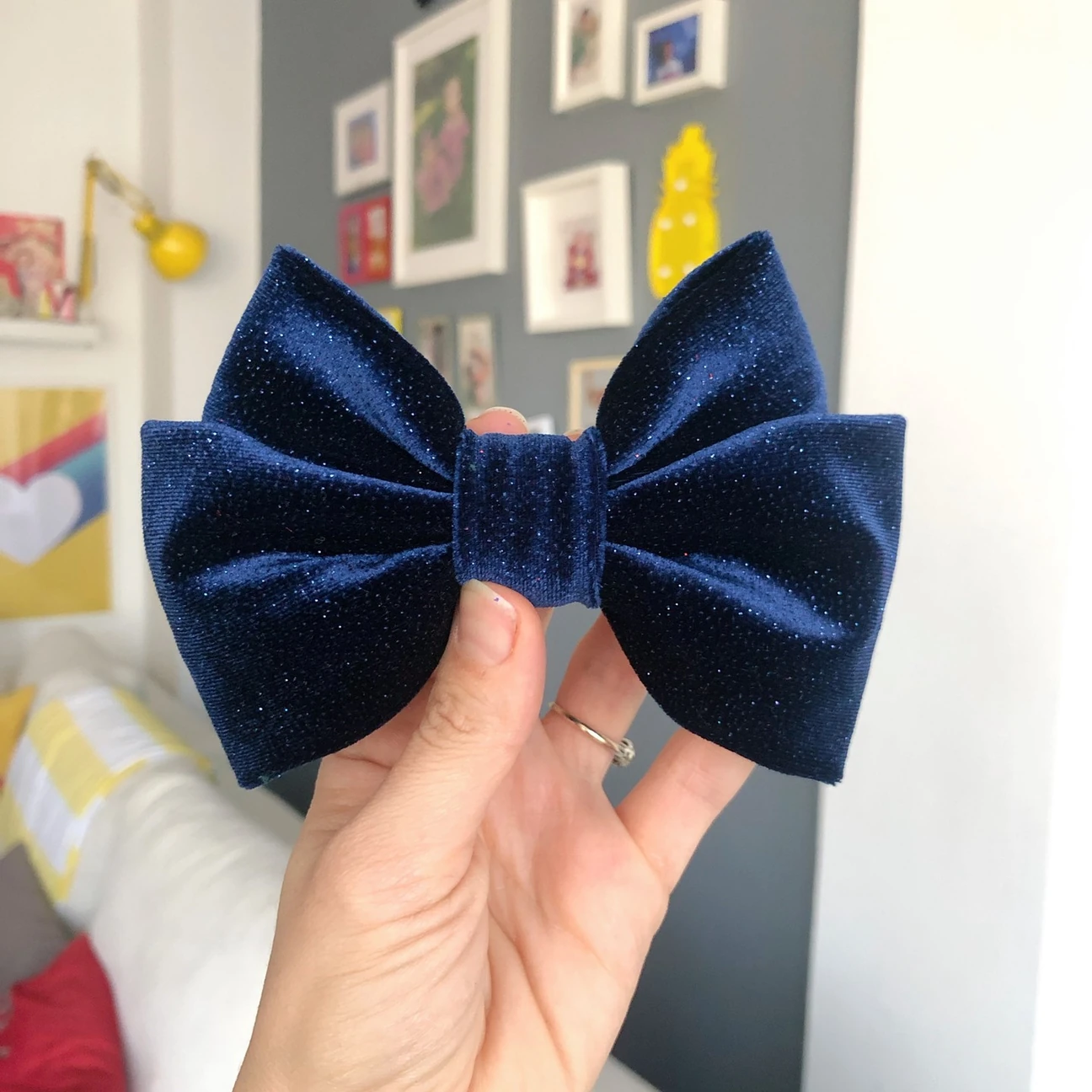 MA&MAA Glitter Navi Blue Velvet - Oversize  - Kadife Lacivert  Fiyonk Toka