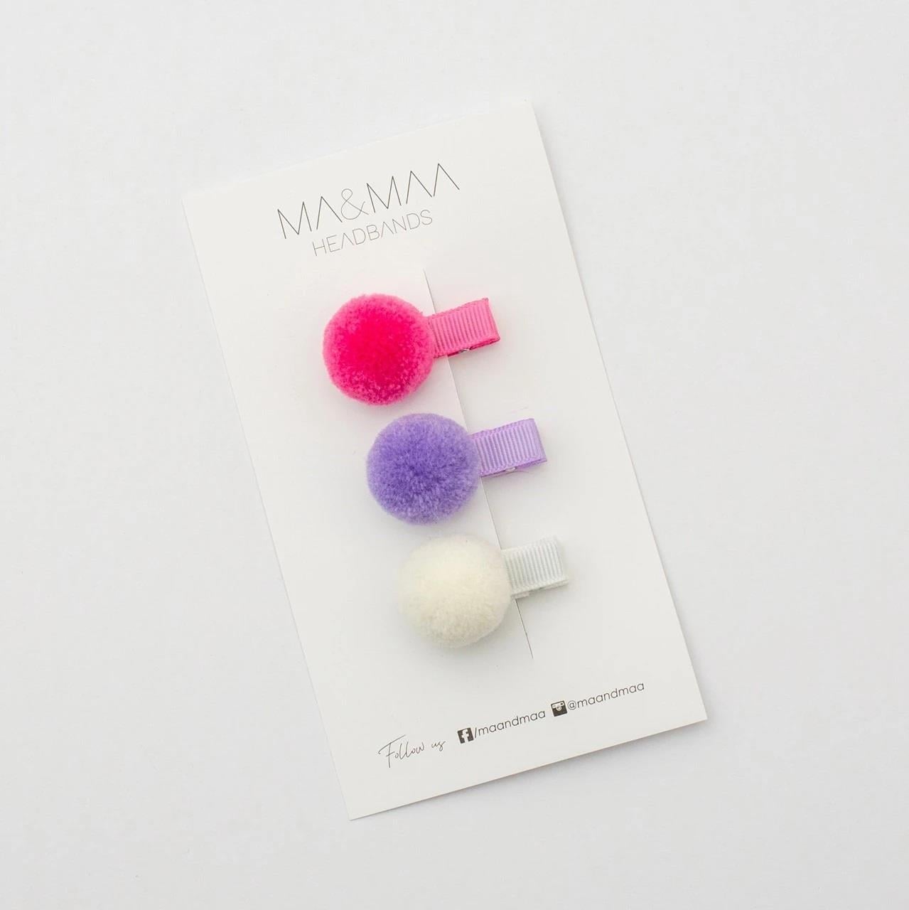 MA&MAA Nature Mini Clips Set (Beyaz - Fuşya - Mor)