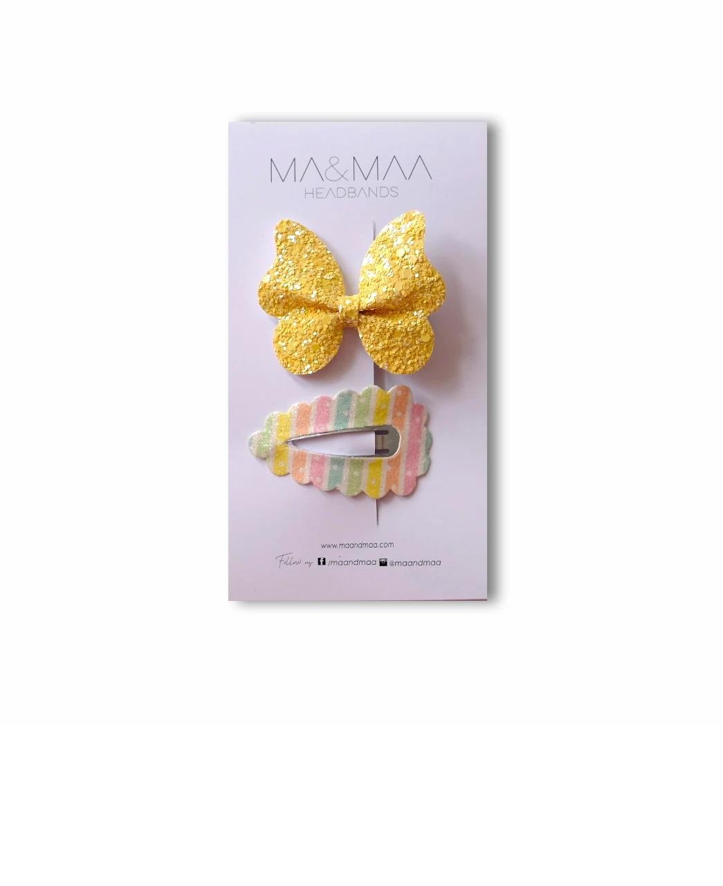 MA&MAA Pudra Kelebek Set Klips Toka ve Çıt Çıt 