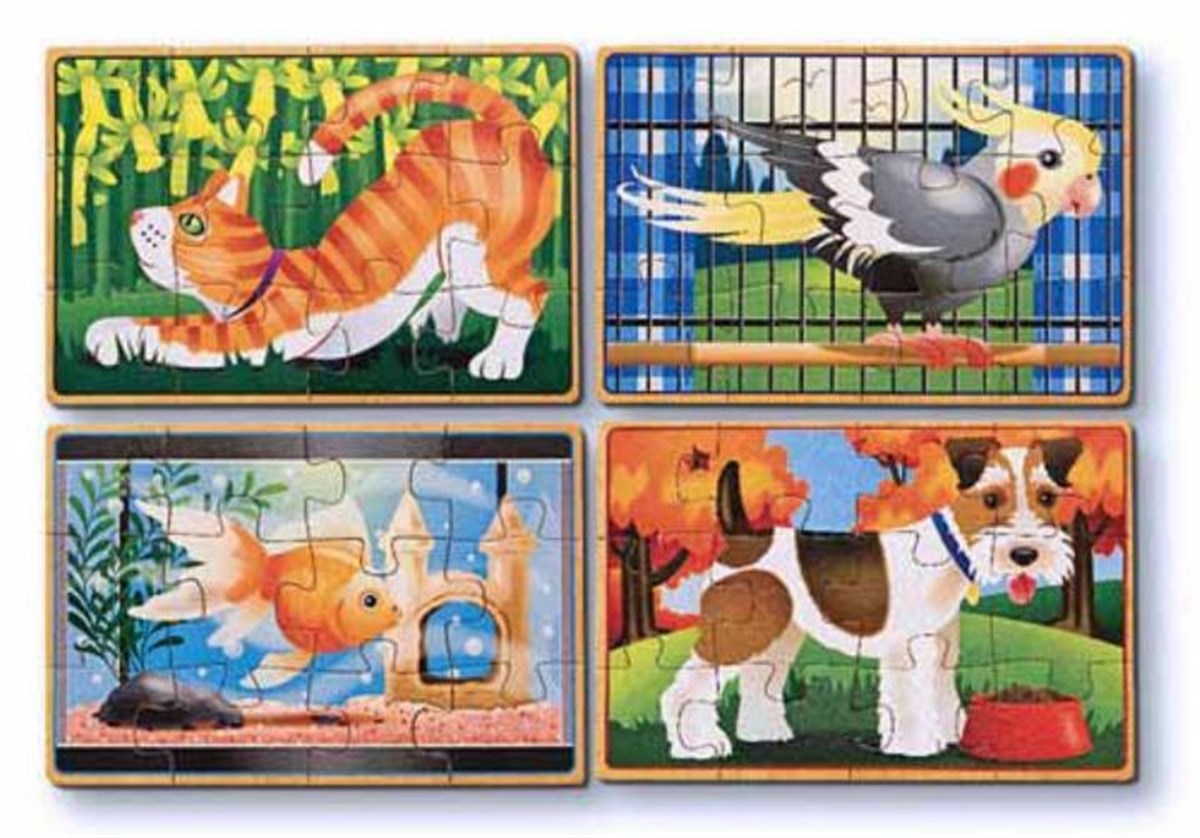 Melissa & Doug Ahşap 12x4 Yapboz Seti - Evcil Hayvanlar