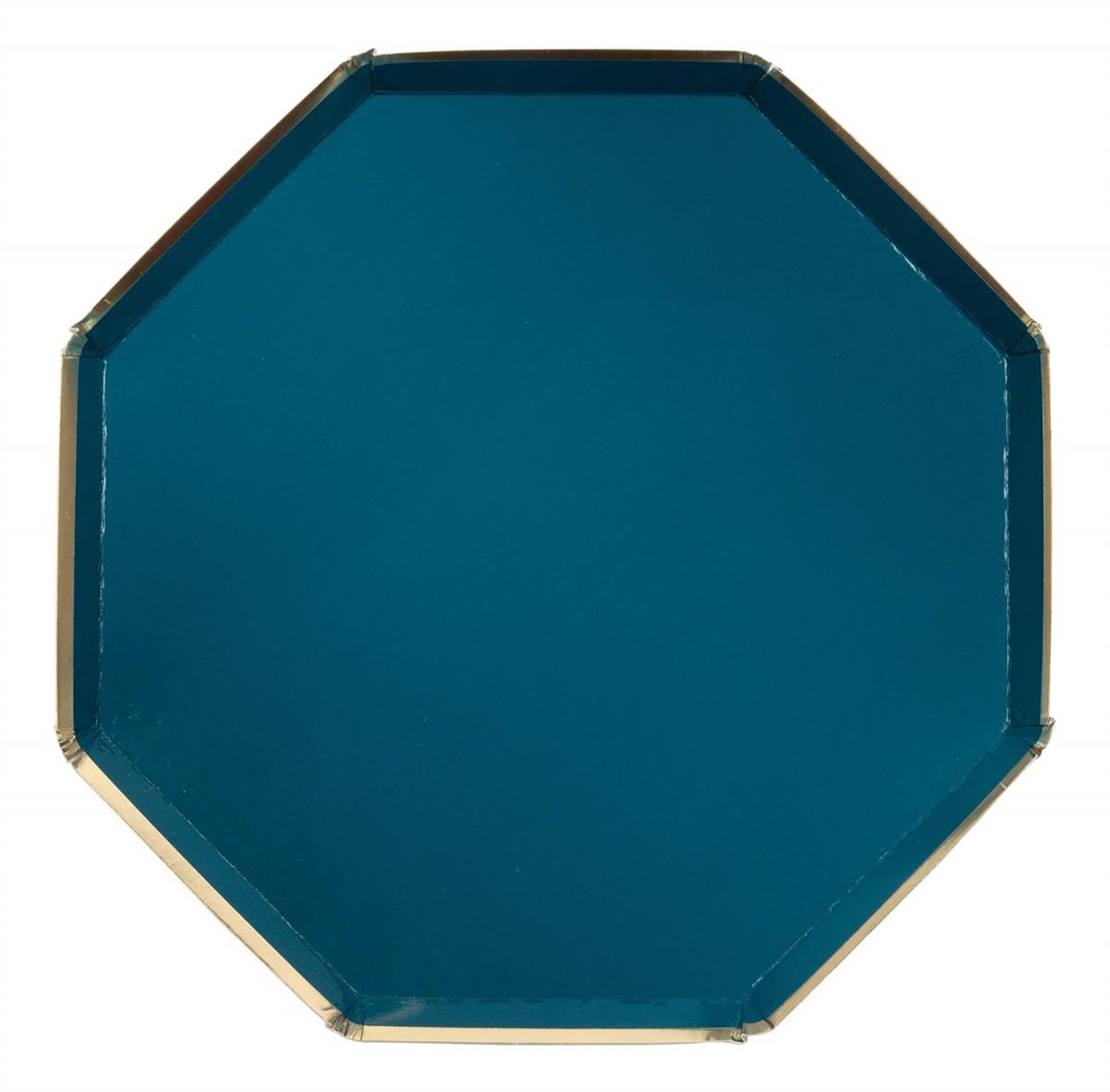 Meri Meri - Dark Teal Plates - Koyu Turkuaz Tabaklar - L - 8'li