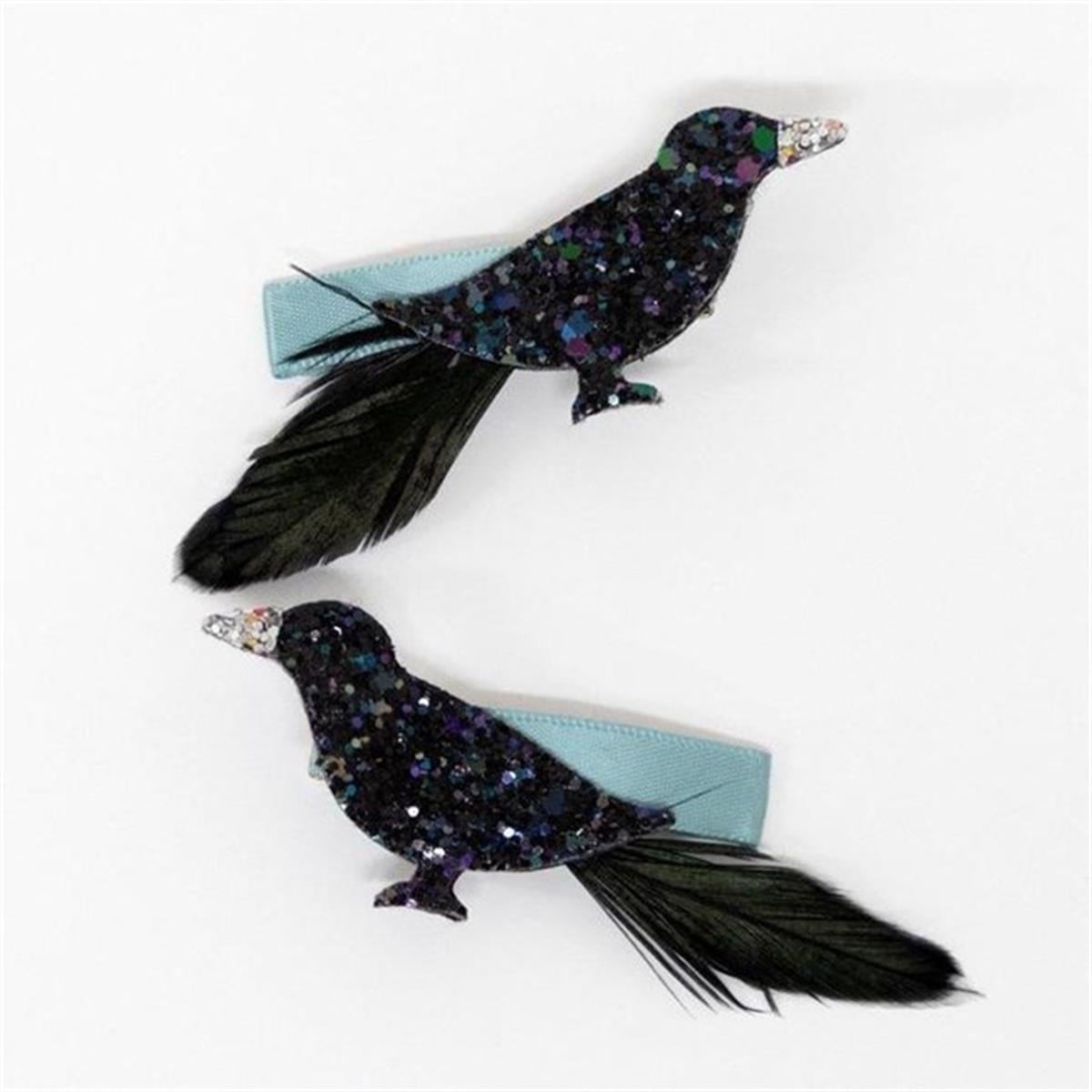 Meri Meri - Halloween Glitter Crow Hair Clips - Simli Karga Toka