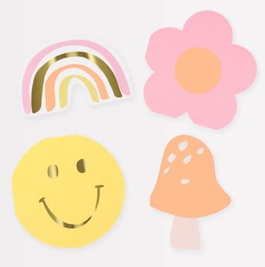 Meri Meri - Happy Face Icons Diecut Napkins - Mutlu Yüz Semboller Peçeteler (x16)