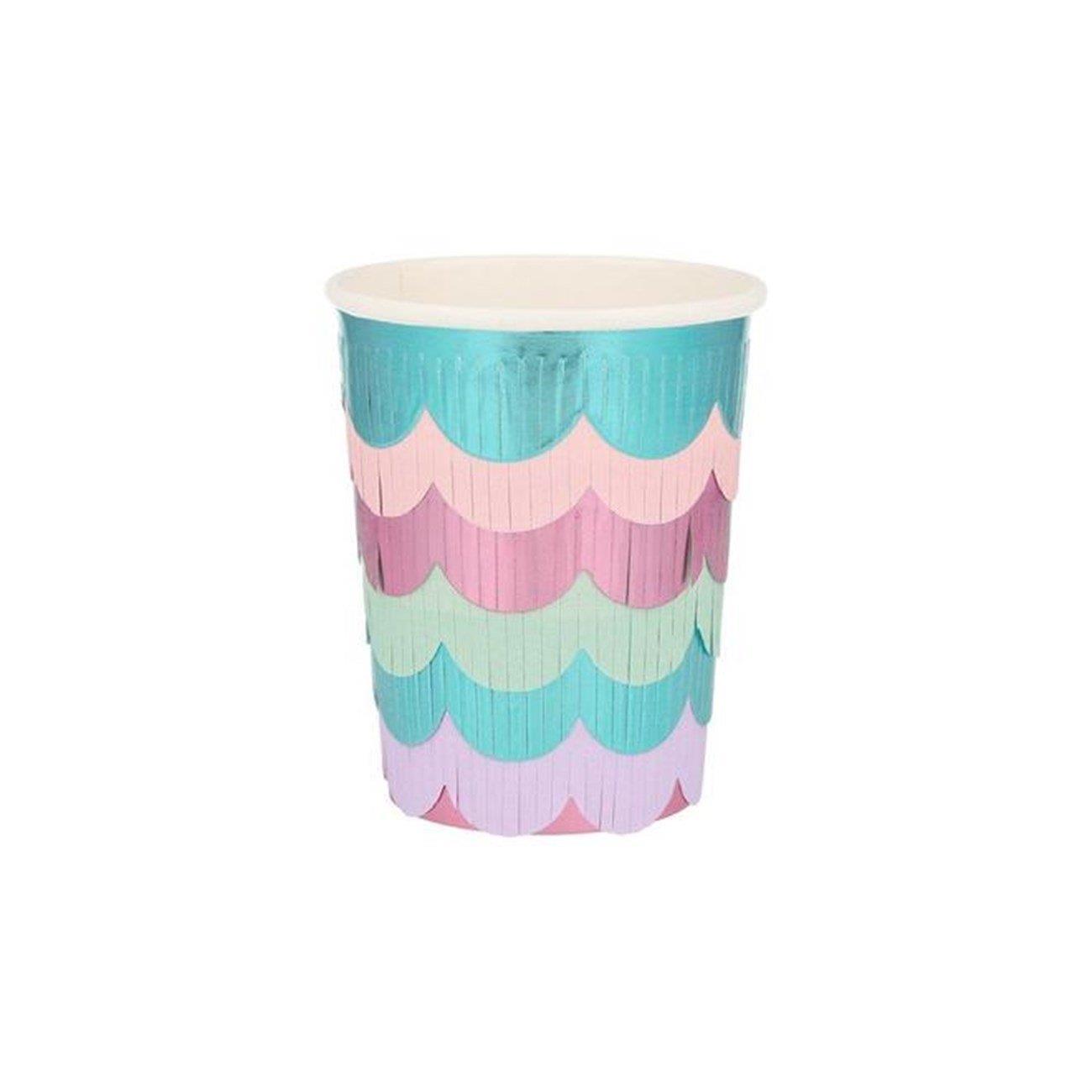 Meri Meri -  Mermaid Scalloped Fringe Cups - Deniz Kızı Püsküllü Bardaklar