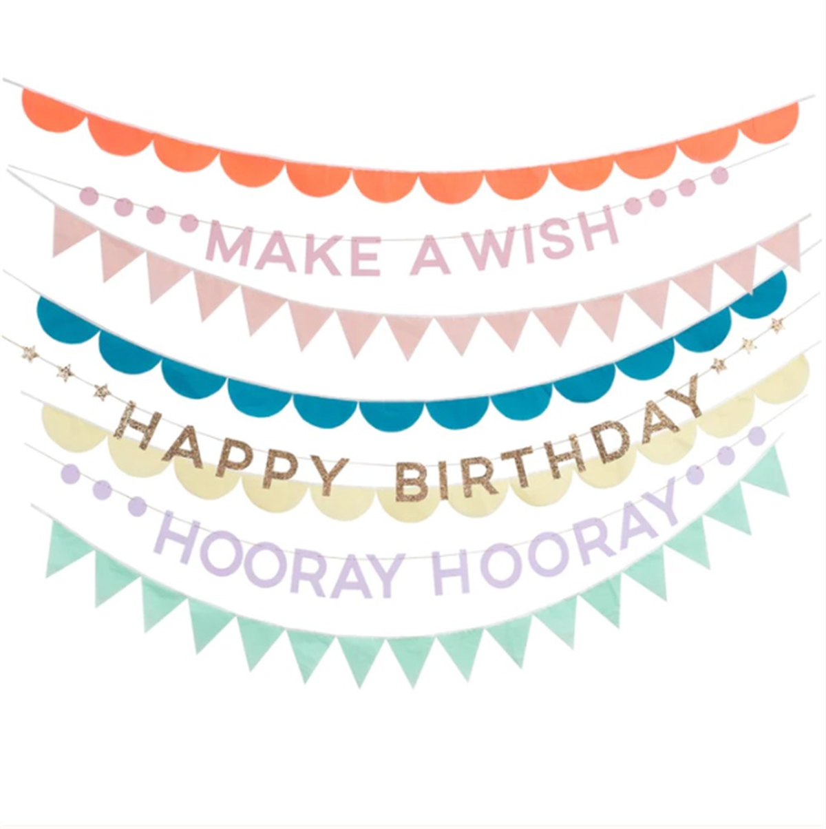 Meri Meri - Rainbow Birthday Garland - Gökkuşağı Doğum Günü Asılan Süsler - 8 parça
