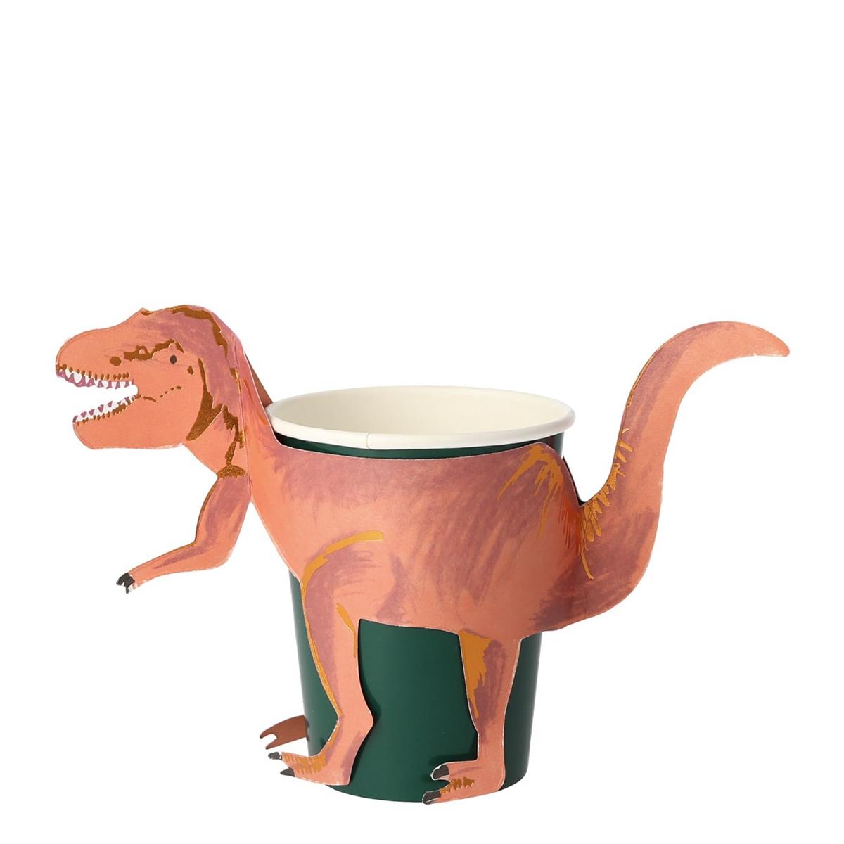 Meri Meri - T-Rex Party Cups - T-Rex Bardak - 8'li