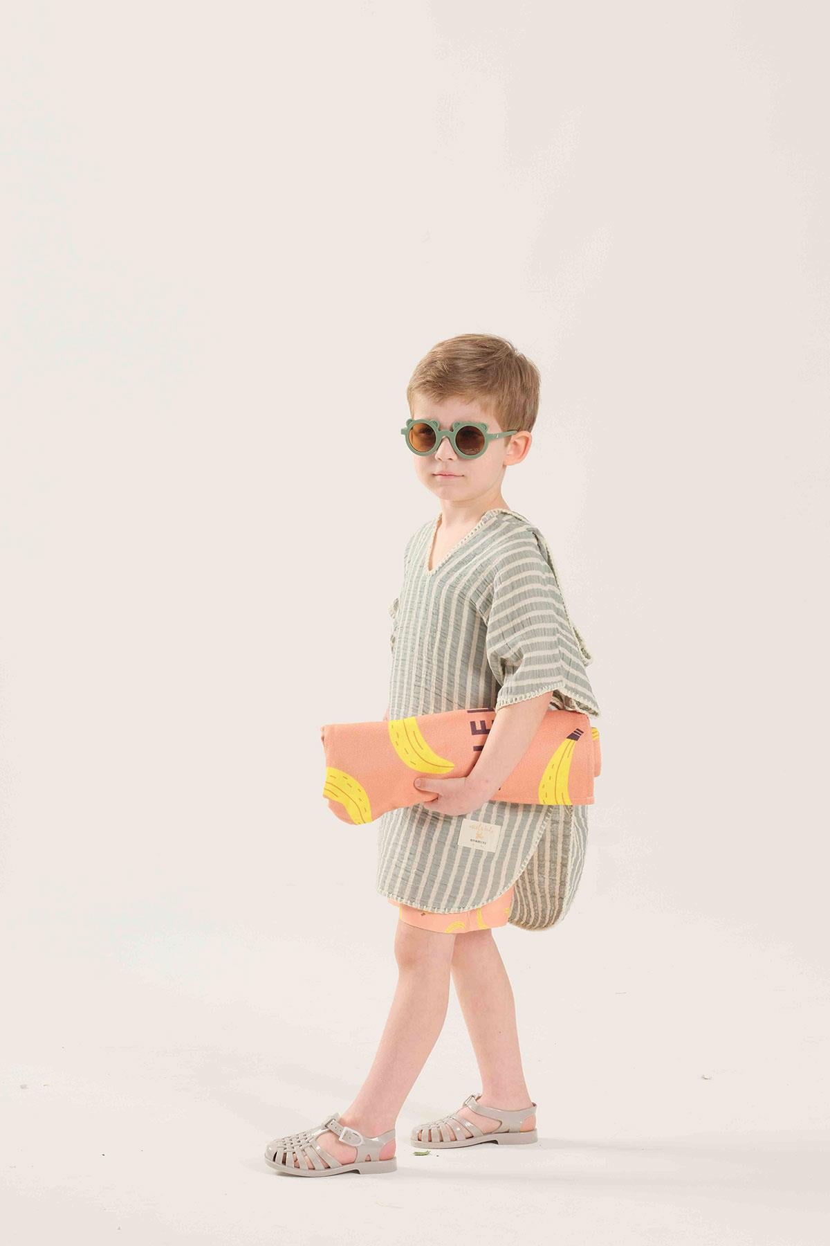 Miela Kids Çizgili Müslin Panço - Mint