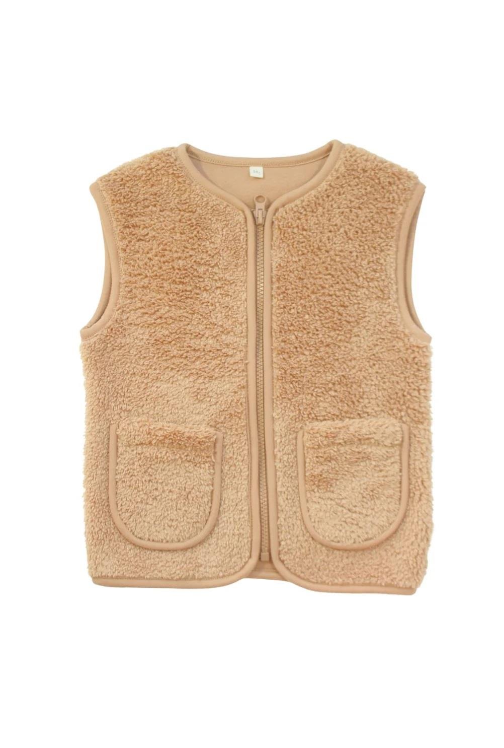 Miela Kids Klasik Peluş Yelek - Karamel