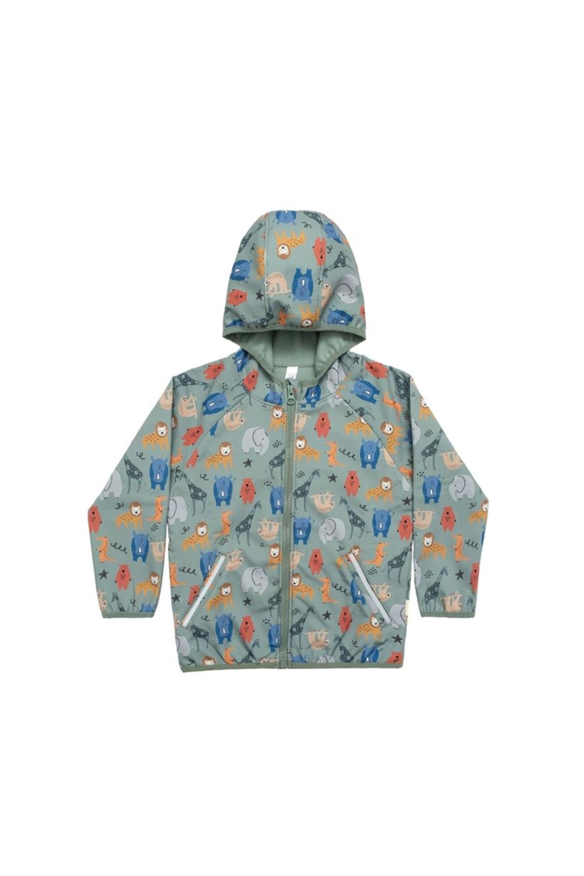 Miela Kids Su Tutmaz Softshell Desenli Ceket - Mint Jungle