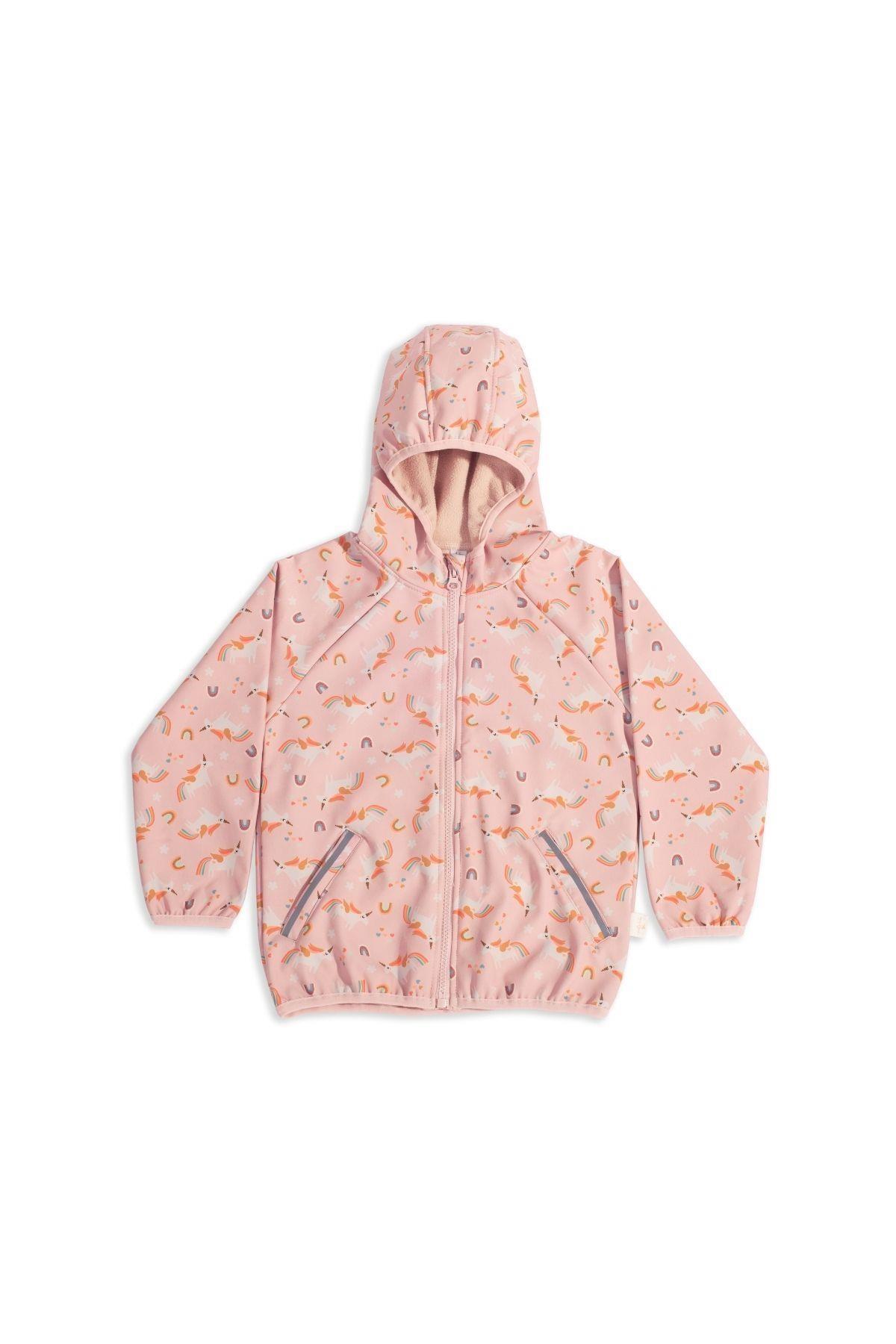 Miela Kids Su Tutmaz Softshell Desenli Ceket - Rainbow Unicorn