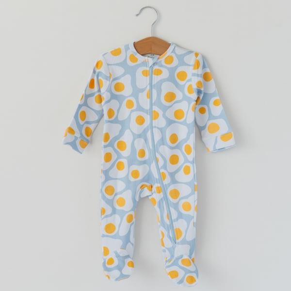 Organik İnterlok Tulum - Yumurta Desenli