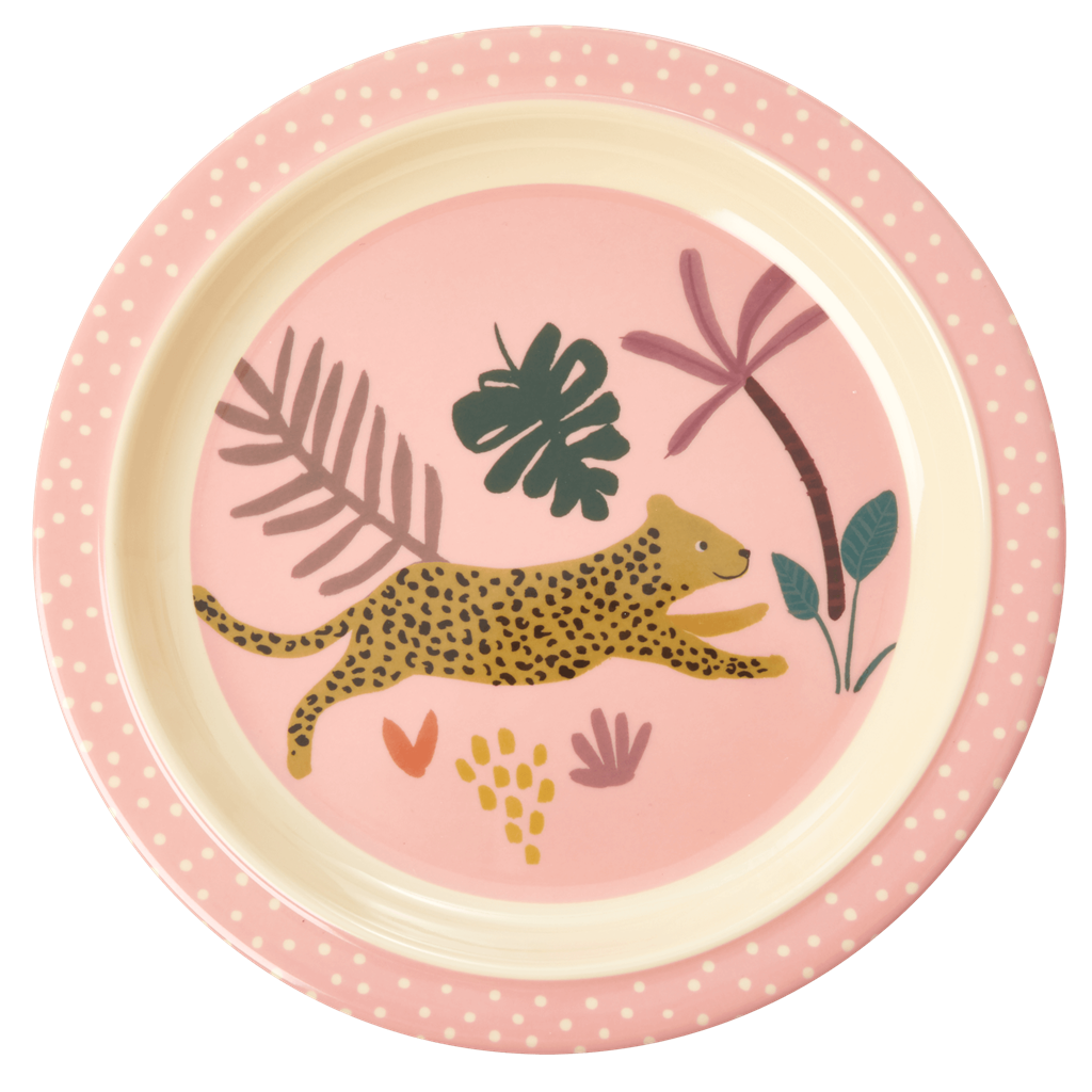 Riceteria Melamin Çocuk Tabağı - Pembe Kaplan