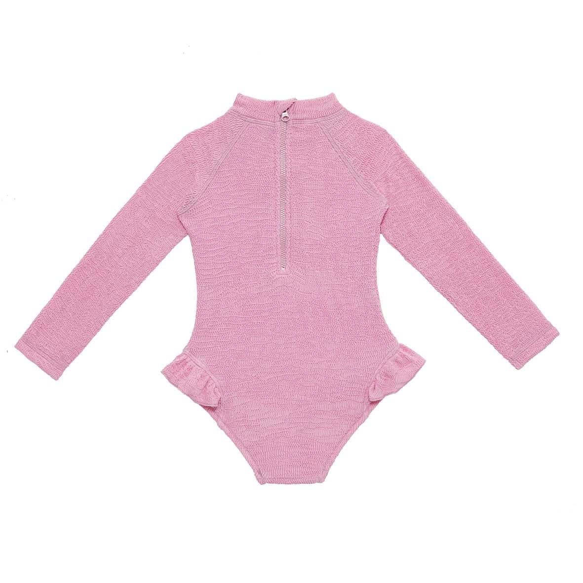 Sand Mother Sand Wave Long Sleeve Swimsuit - Pink
