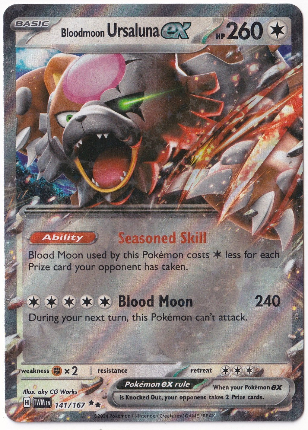 *** Özel Pokemon Kartları ***Bloodmoon Ursaluna ex #141 - Pokemon Twilight Masquerade - Pokemon Kartı (Mint)