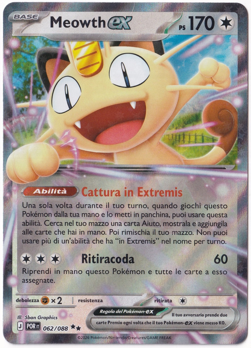 # Premium Kartlar #Meowth ex #62 - Pokemon İtalyanca Perfect Order - Pokemon Kartı (NM- Near Mint)