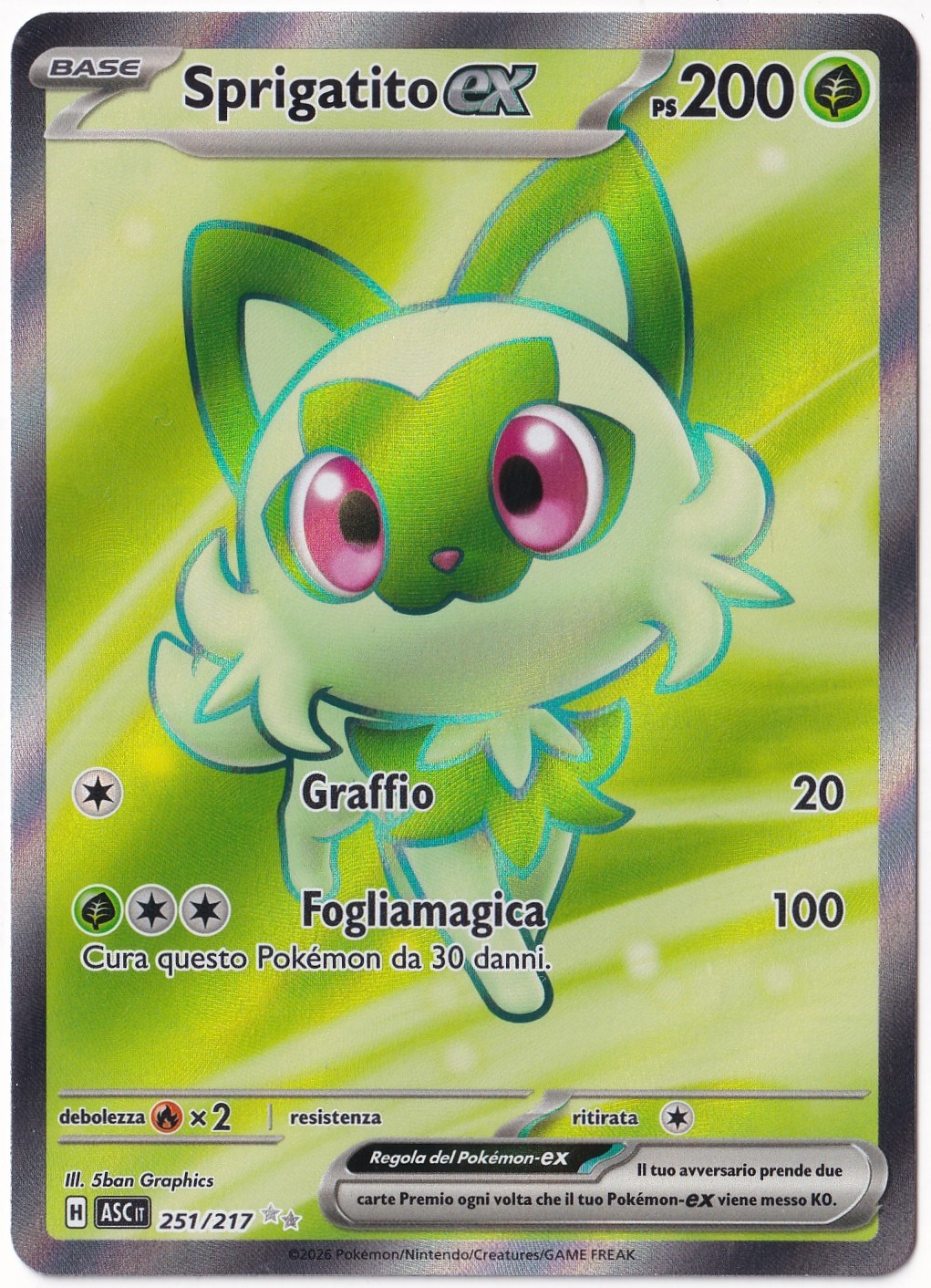 # Premium Kartlar #Sprigatito ex #251 - Pokemon İtalyanca Ascended Heroes - Pokemon Kartı (NM- Near Mint)