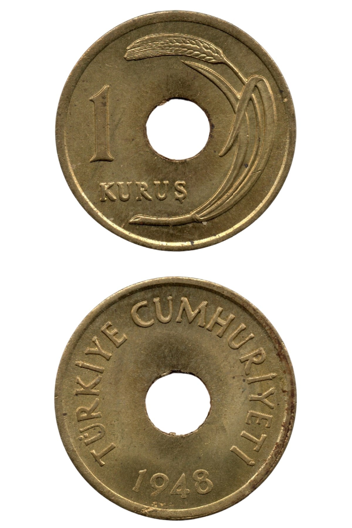 1934-1957 Dönemi Madeni Paraları1 Kuruş (1948) ÇİL Eski Madeni Para