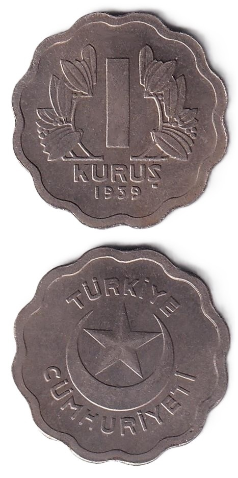1934-1957 Dönemi Madeni Paraları1 Kuruş (1939) ÇİL