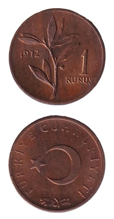 1958-1980 Dönemi Madeni Paraları1 Kuruş (1972) ÇİL Eski Madeni Para