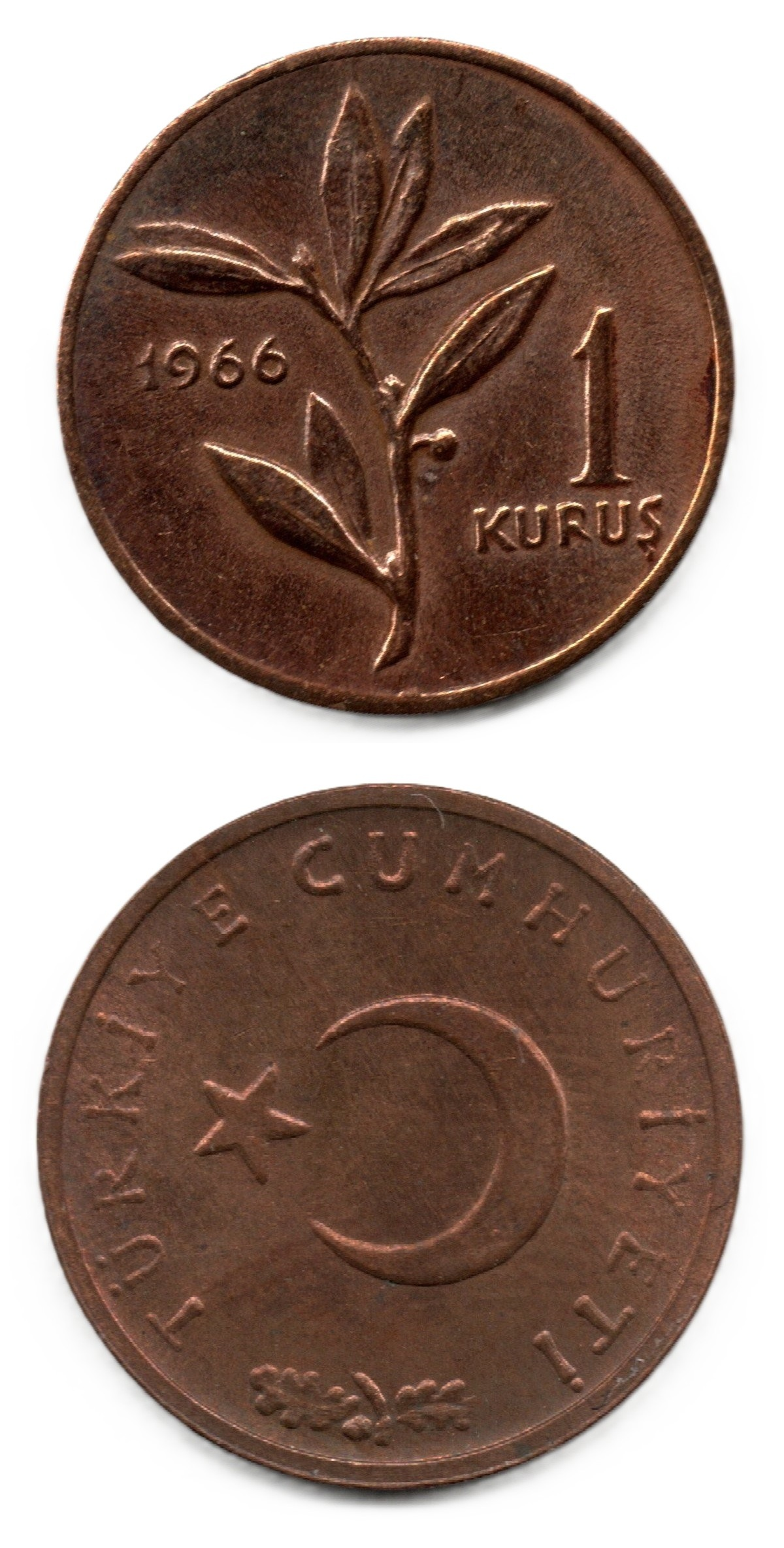 1958-1980 Dönemi Madeni Paraları1 Kuruş (1966) ÇİL Eski Madeni Para