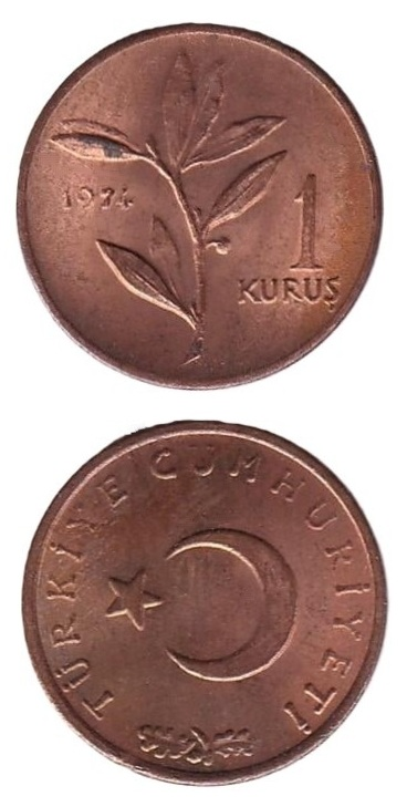 1958-1980 Dönemi Madeni Paraları1 Kuruş (1974) ÇİL Eski Madeni Para