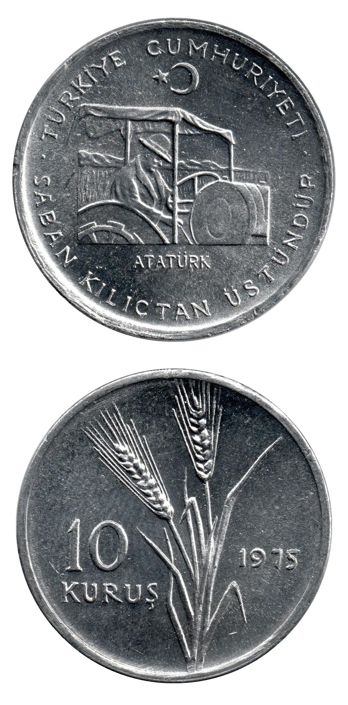 1958-1980 Dönemi Madeni Paraları1975 F.A.O. 10 Krş. “Saban Kılıçtan Üstündür”