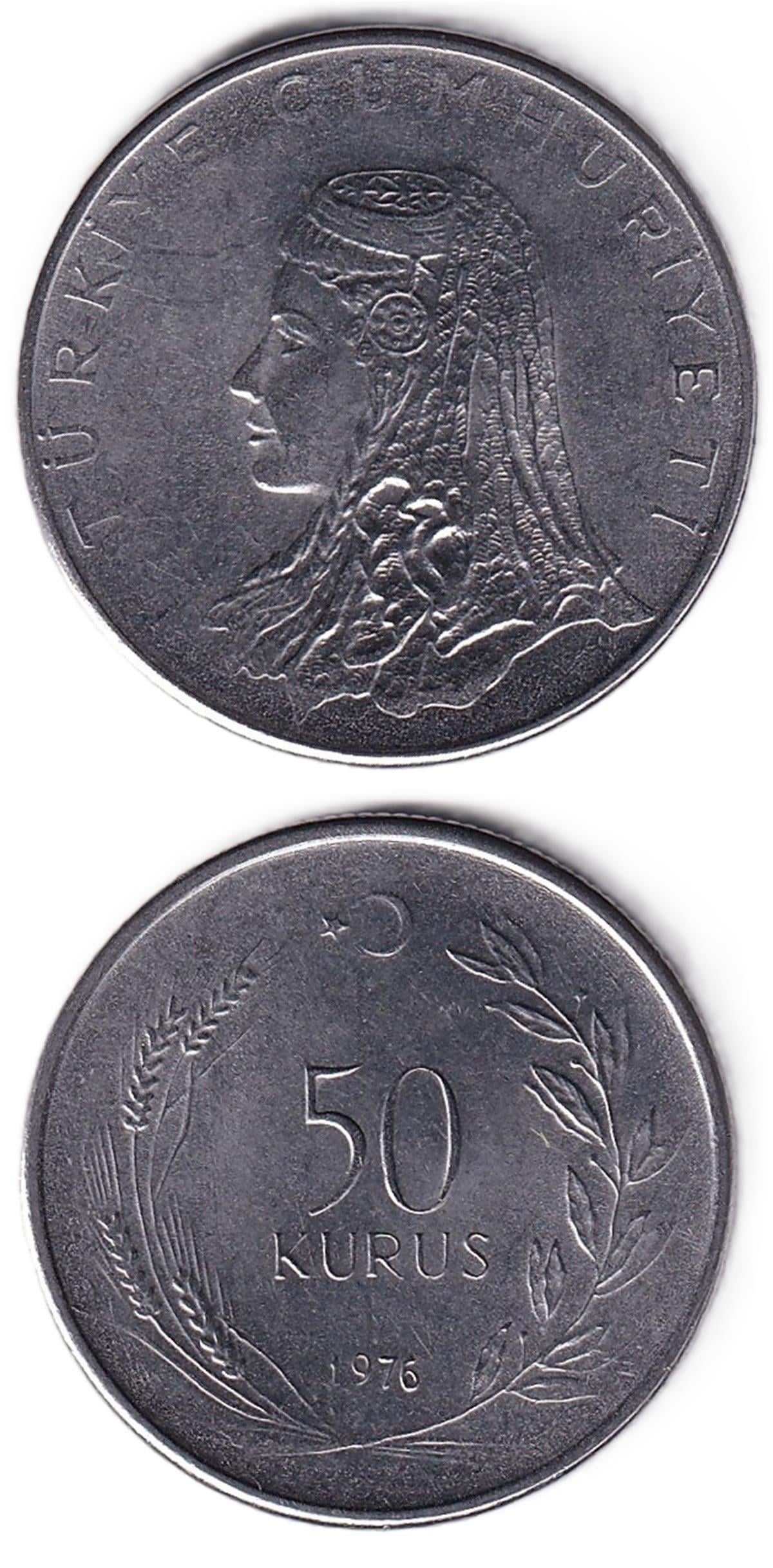 1958-1980 Dönemi Madeni ParalarıTürkiye, 50 Kuruş (1976) ÇİL Eski Madeni Para