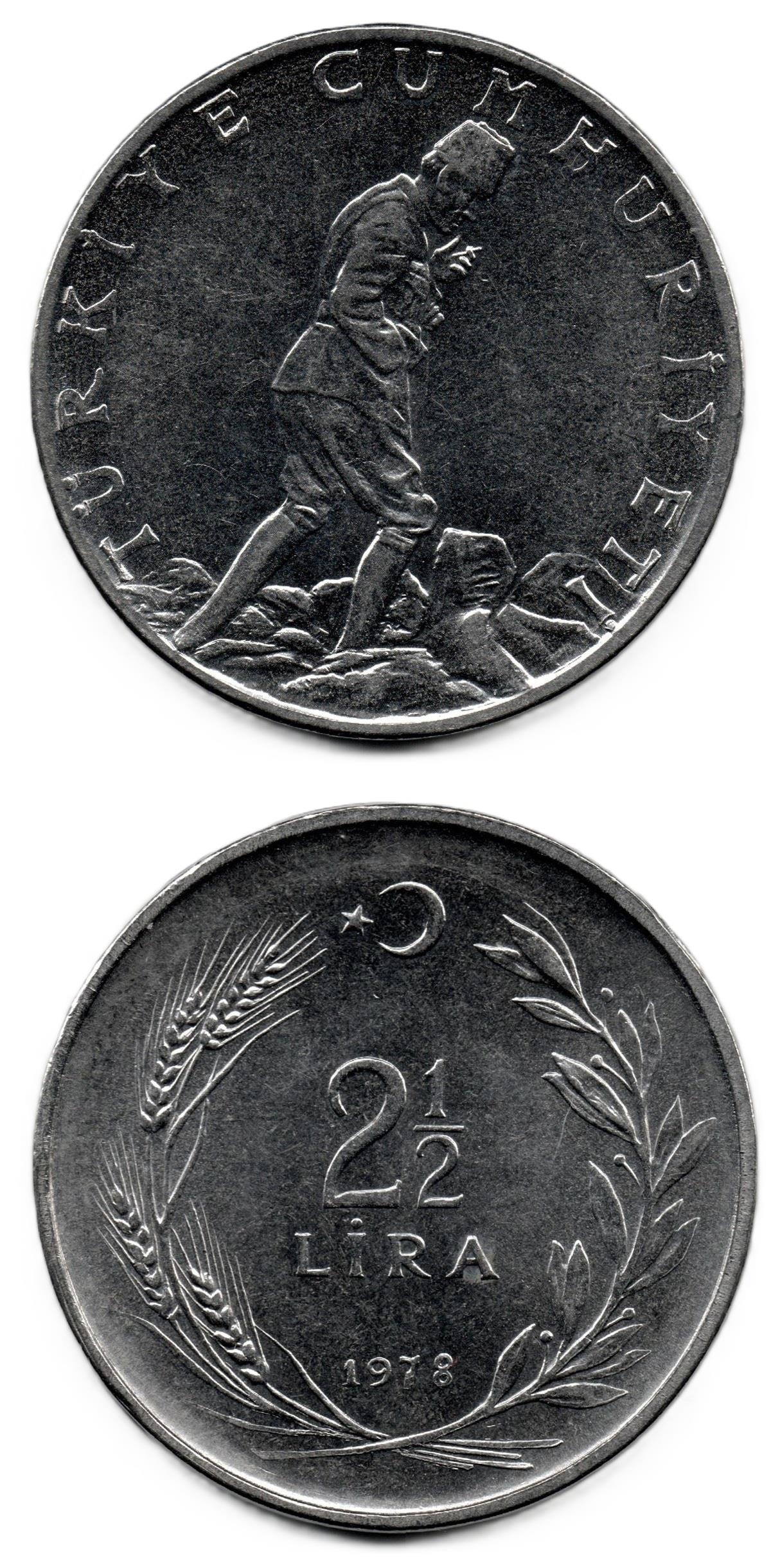 1958-1980 Dönemi Madeni ParalarıTürkiye, 2 1/2 Lira (1978) ÇİL Eski Madeni Para