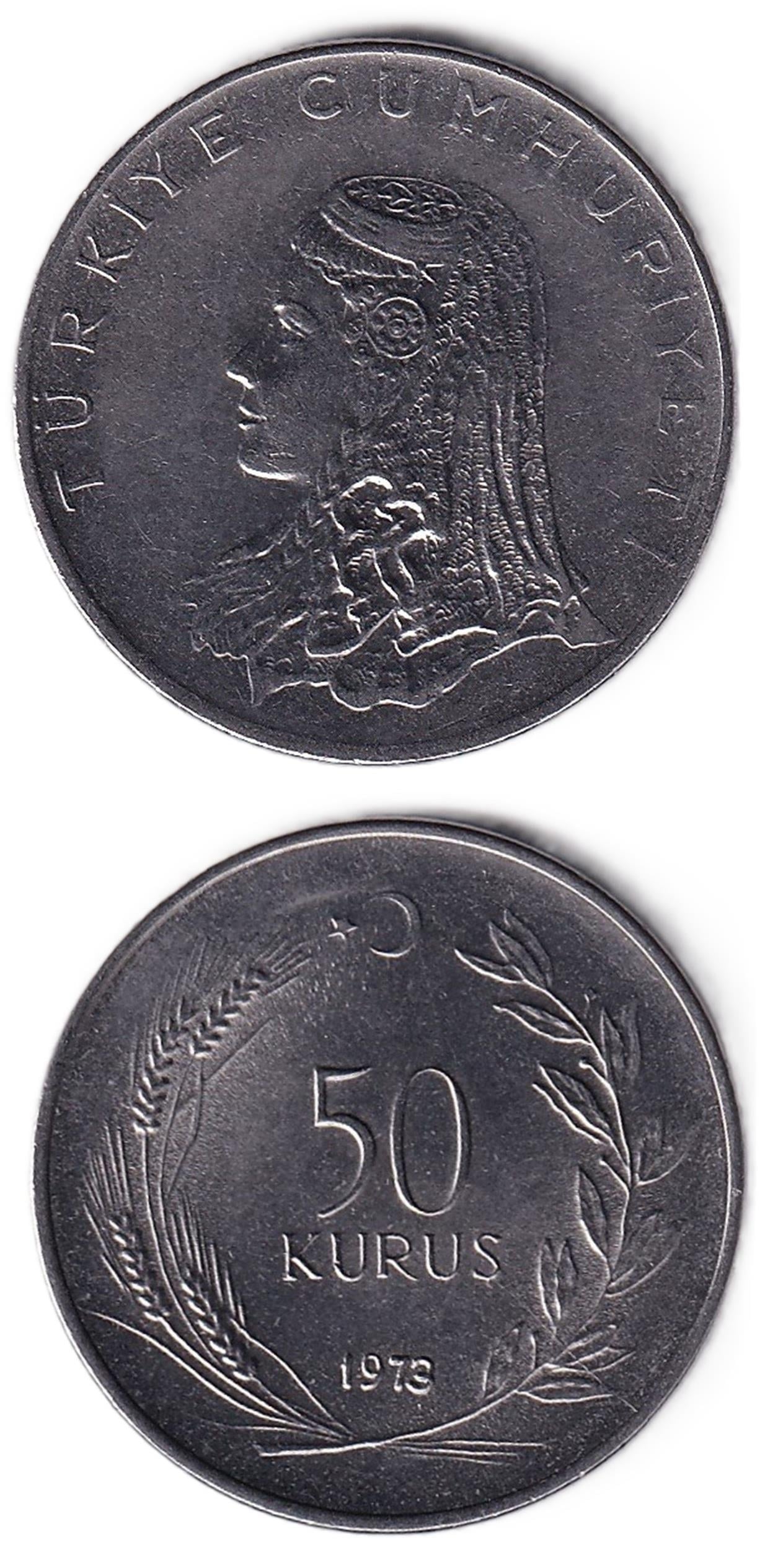 1958-1980 Dönemi Madeni ParalarıTürkiye, 50 Kuruş (1973) ÇİL Eski Madeni Para