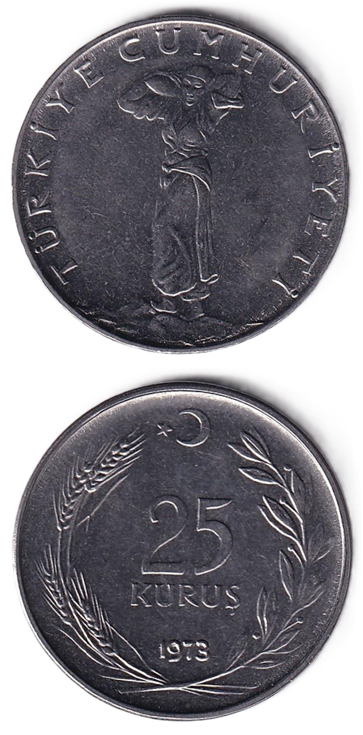 1958-1980 Dönemi Madeni ParalarıTürkiye, 25 Kuruş (1973) ÇİL Eski Madeni Para