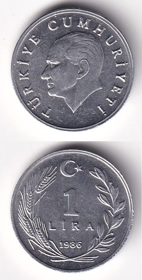 1981-2004 Dönemi Madeni Paraları1 Lira (1986) ÇİL Eski Madeni Para