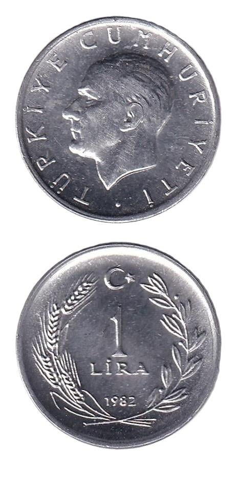 1981-2004 Dönemi Madeni Paraları1 Lira (1982) ÇİL Eski Madeni Para