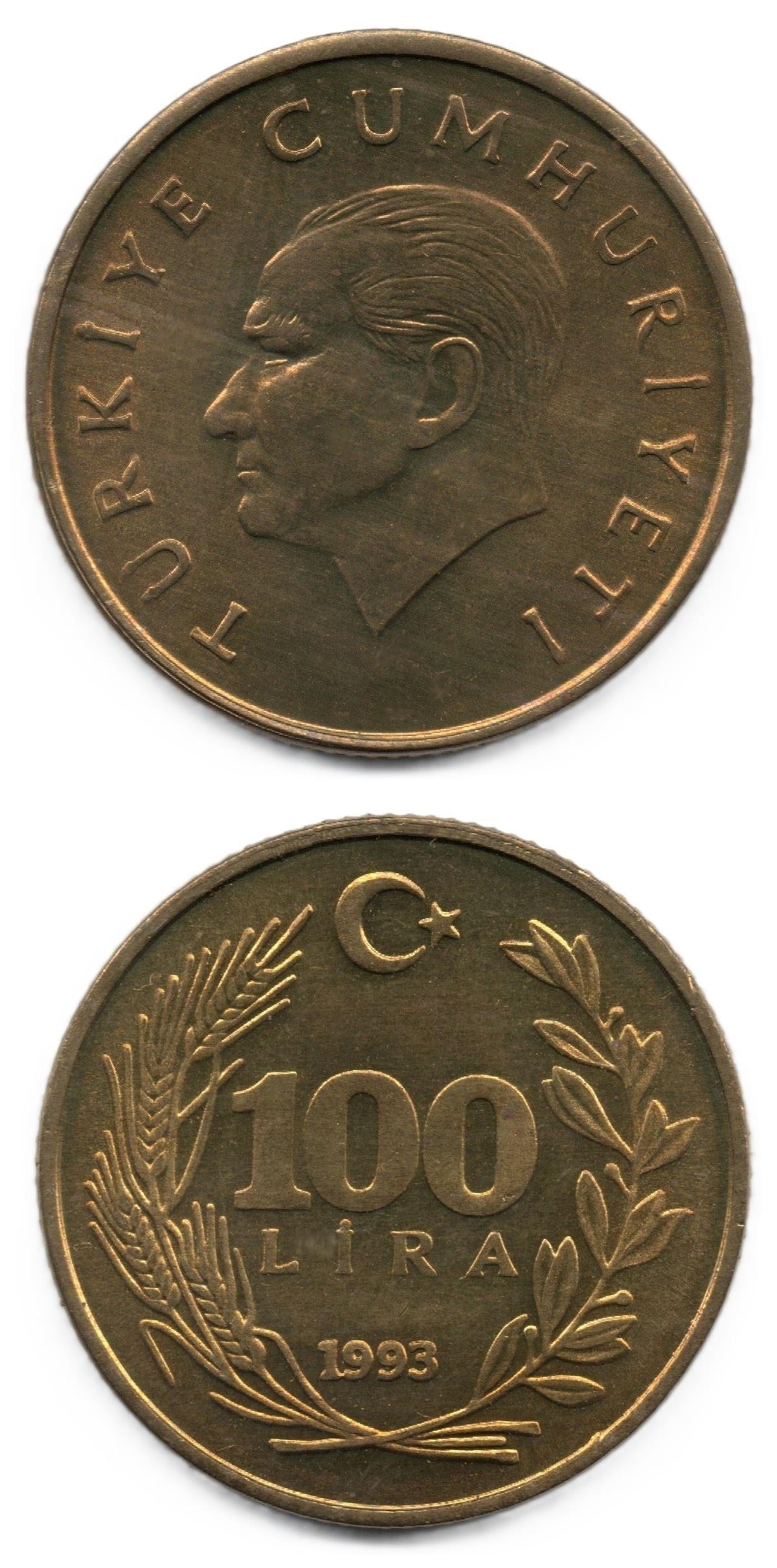 1981-2004 Dönemi Madeni Paraları100 Lira (1993) ÇİL Eski Madeni Para