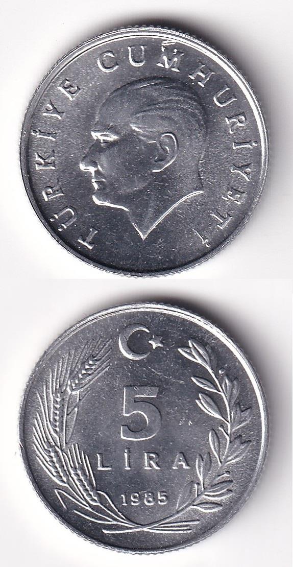 1981-2004 Dönemi Madeni Paraları5 Lira (1985) ÇİL Eski Madeni Para