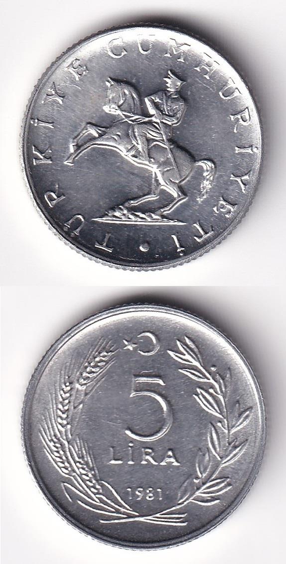 1981-2004 Dönemi Madeni Paraları5 Lira (1981) ÇİL Eski Madeni Para