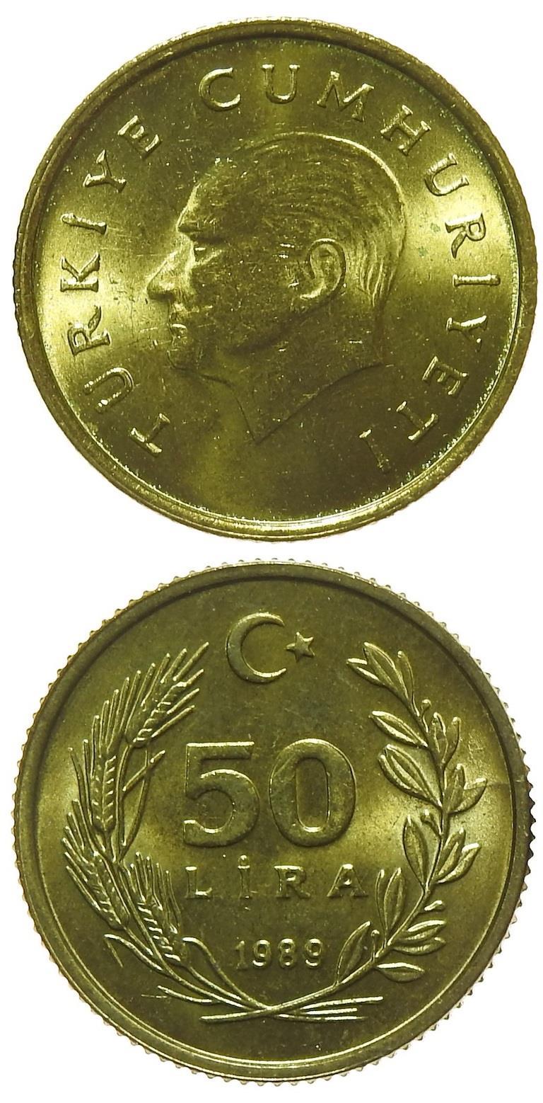 Türkiye, 50 Lira (1989) ÇİL Eski Madeni Para