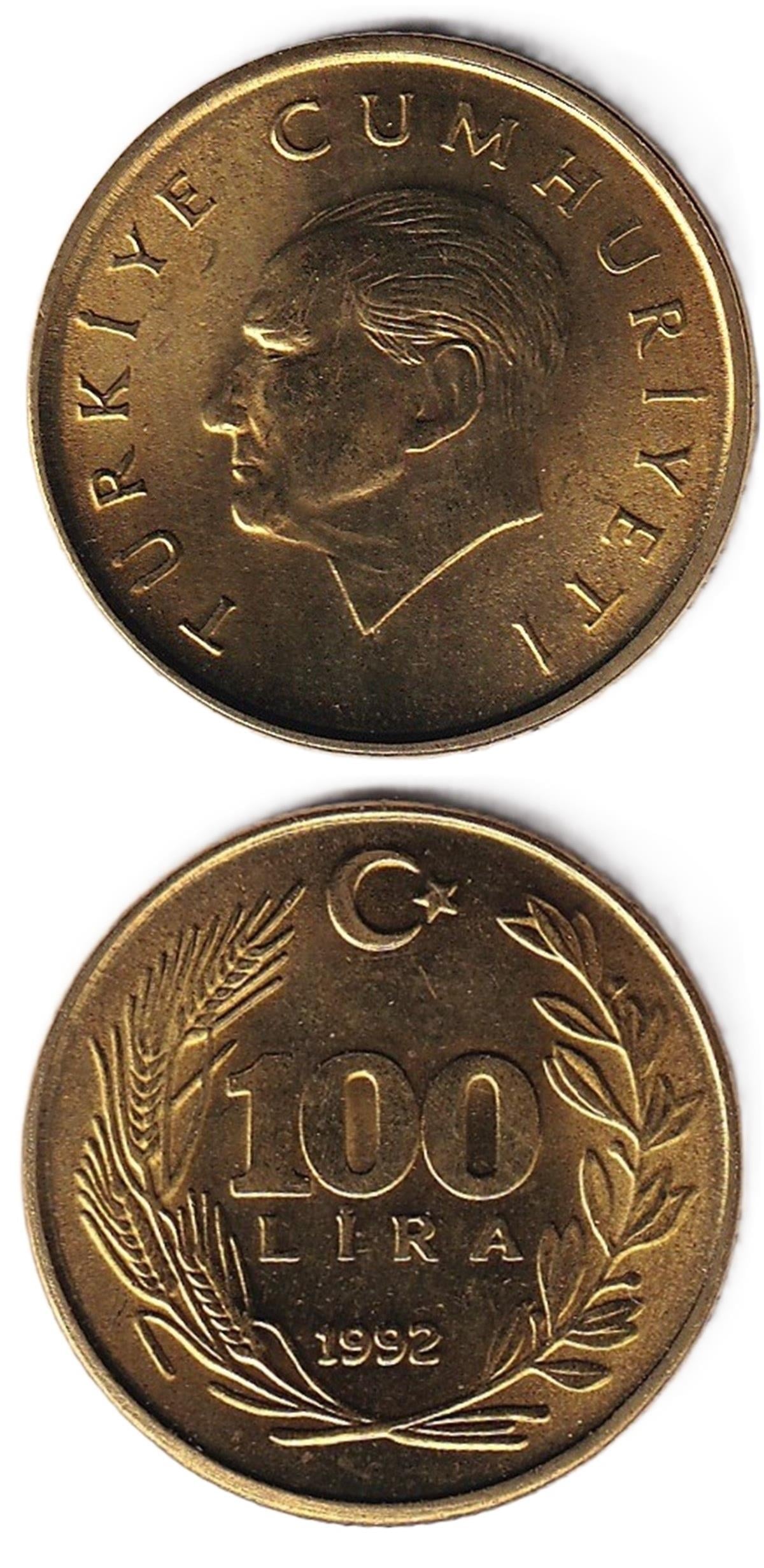 1981-2004 Dönemi Madeni ParalarıTürkiye, 100 Lira (1992) ÇİL Eski Madeni Para
