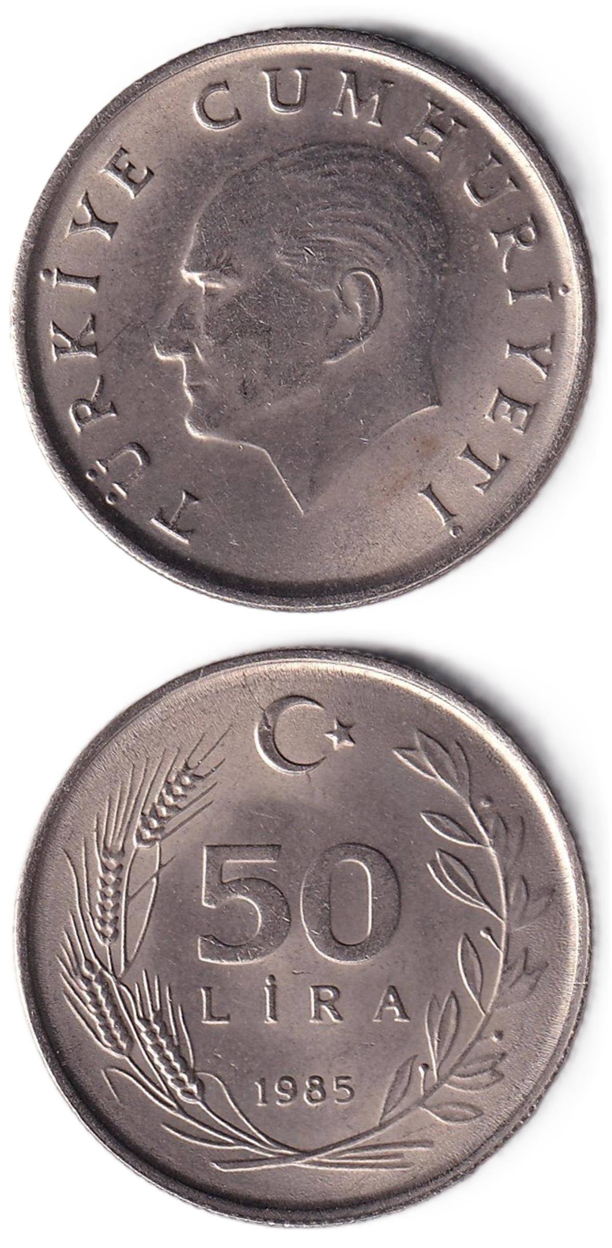 1981-2004 Dönemi Madeni ParalarıTürkiye, 50 Lira (1985) ÇİL Eski Madeni Para