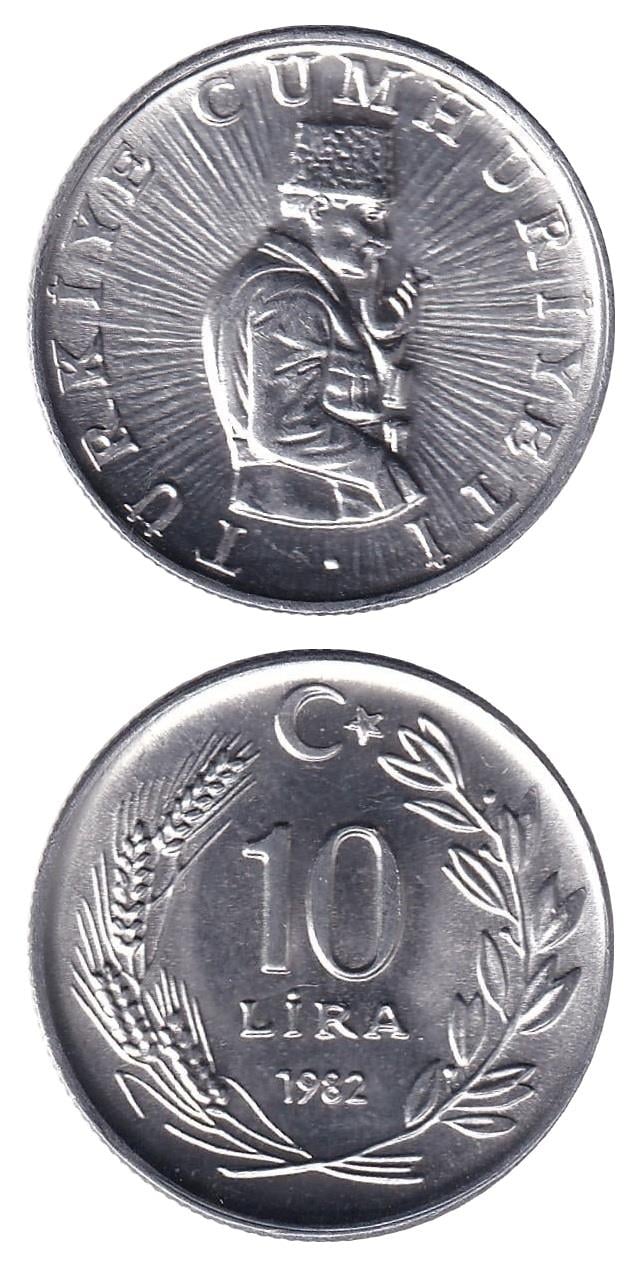 1981-2004 Dönemi Madeni ParalarıTürkiye, 10 Lira (1982) ÇİL Eski Madeni Para