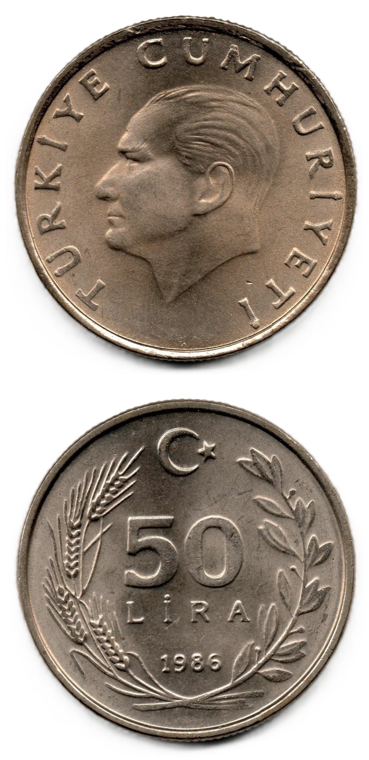 1981-2004 Dönemi Madeni ParalarıTürkiye, 50 Lira (1986) ÇİL Eski Madeni Para
