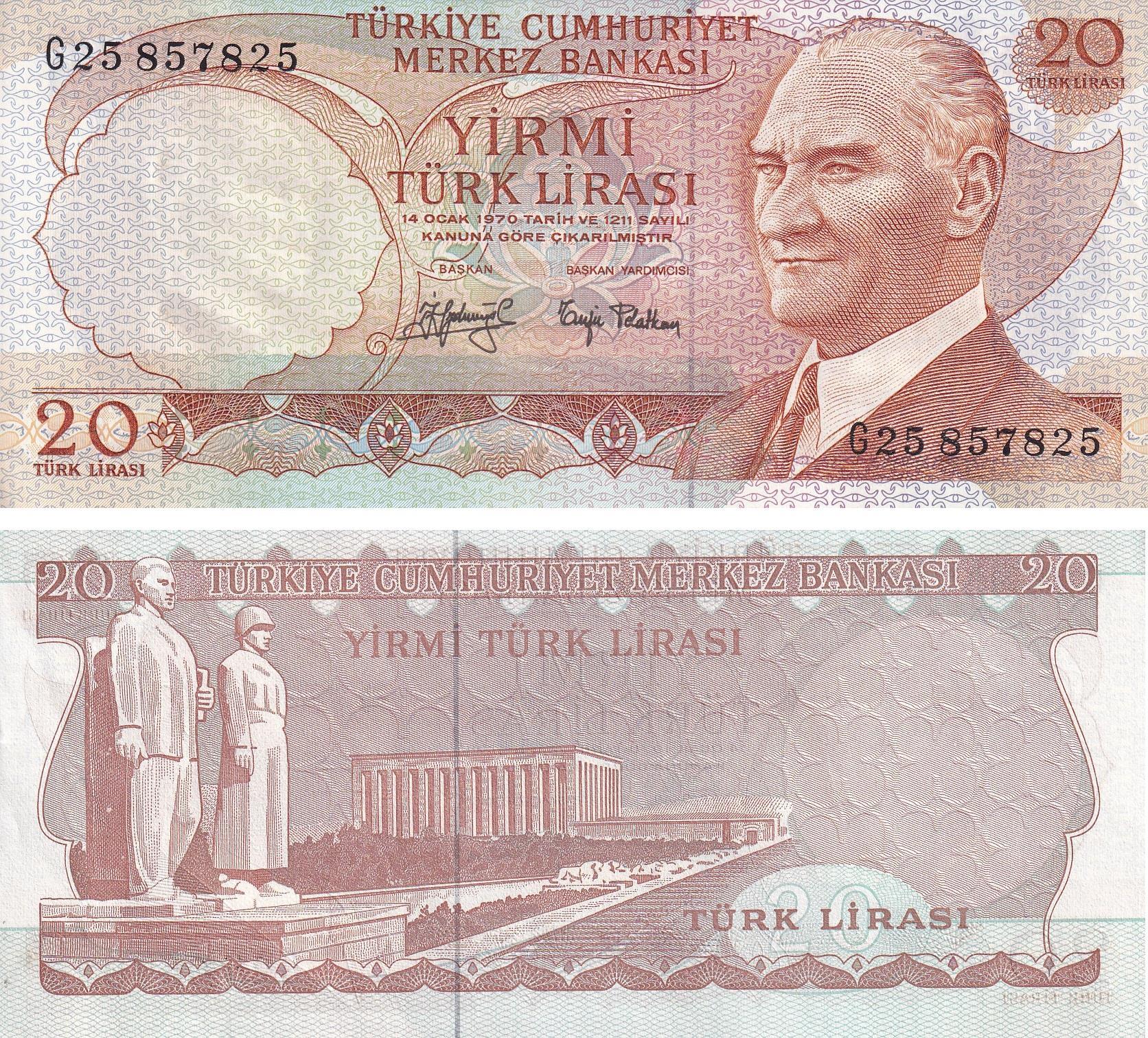 Türkiye, 6. Emisyon 3. Tertip 20 TL ÇİL Eski Kağıt Para