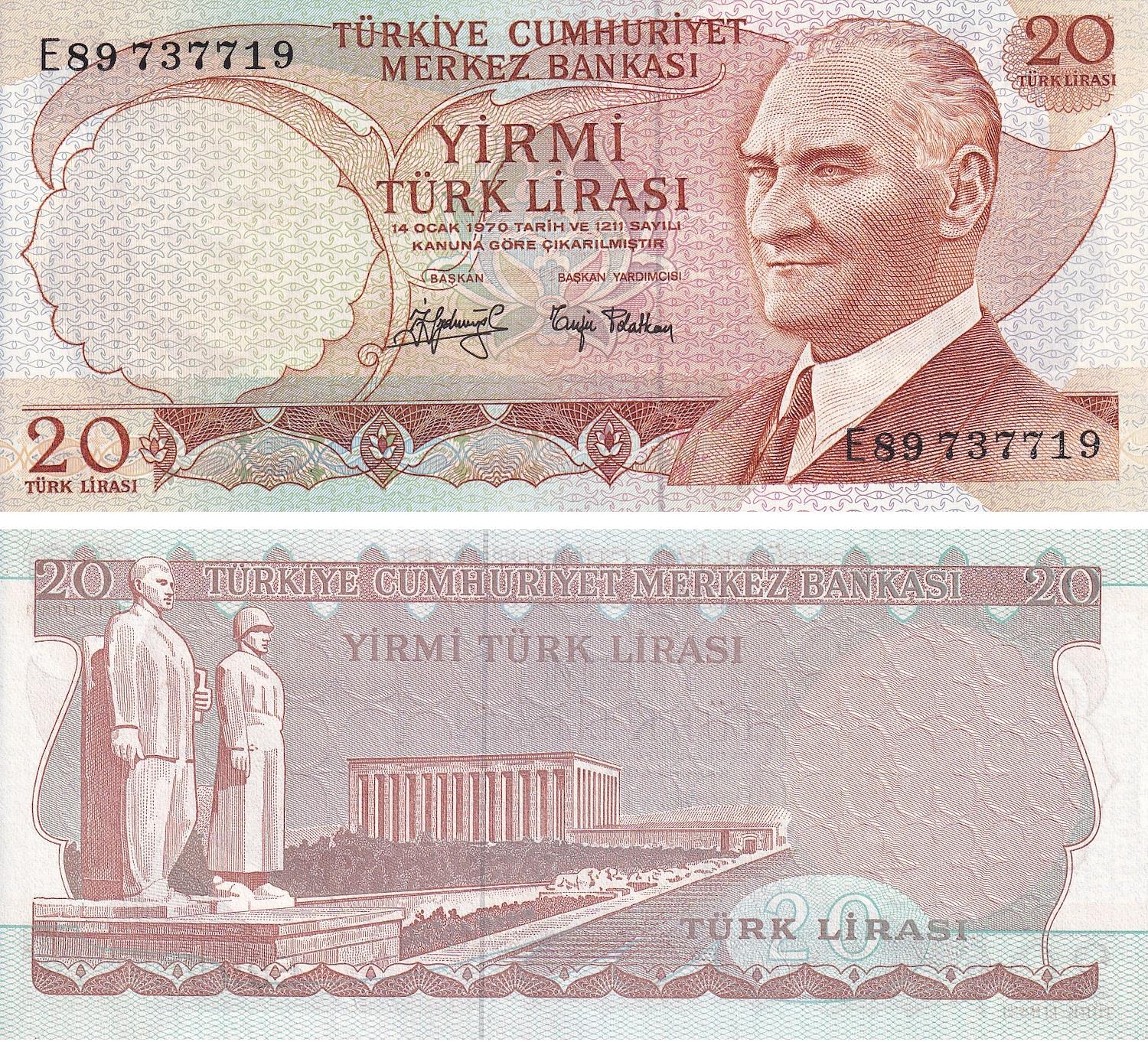 6. Emisyon6. Emisyon 3. Tertip 20 TL Seri E89 ÇİL