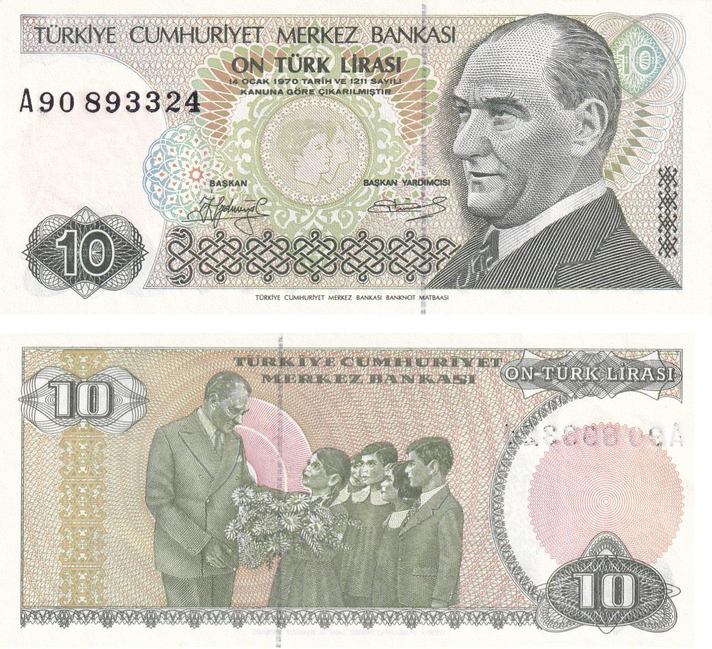 Türkiye, 7. Emisyon 1. Tertip 10 TL ÇİL Eski Kağıt Para