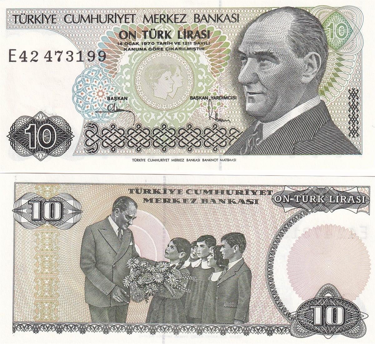 Türkiye, 7. Emisyon 2. Tertip 10 TL ÇİL Eski Kağıt Para