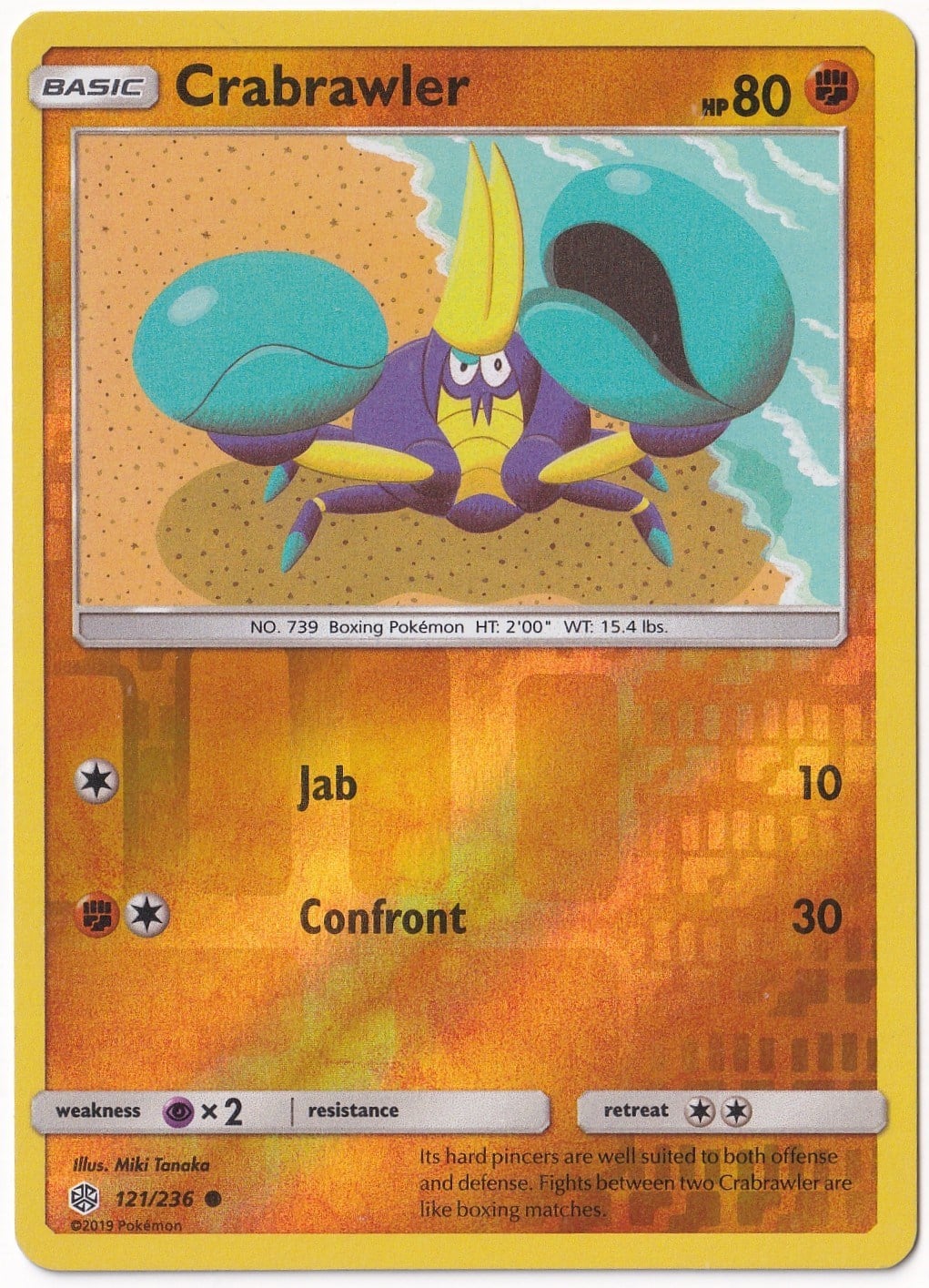 Cosmic EclipseCrabrawler [Reverse Holo] #121 - Pokemon Cosmic Eclipse - Pokemon Kartı (Mint)