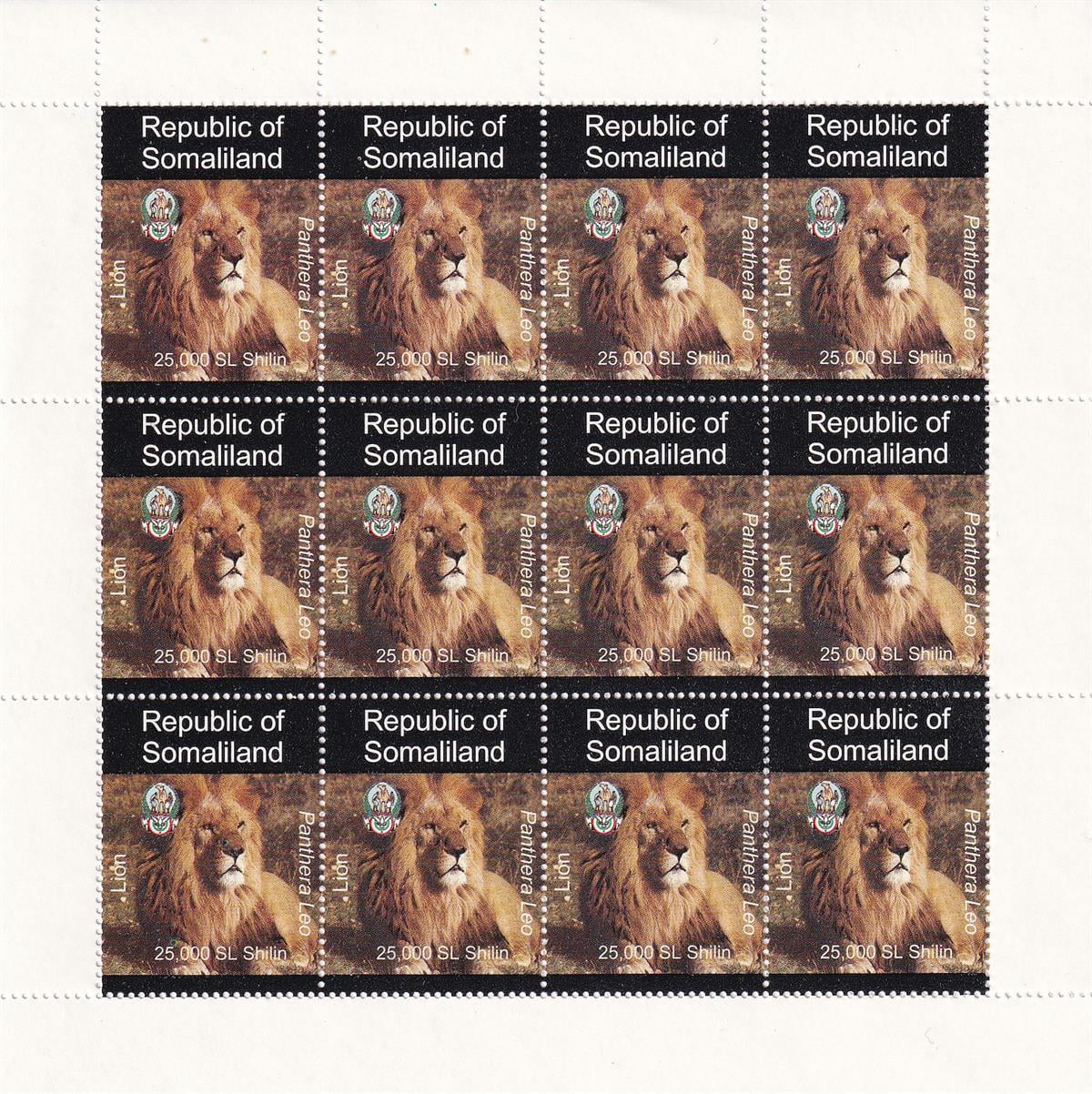 Somaliland, CTO, Aslan (Panthera Leo) Dantelli Blok Pul