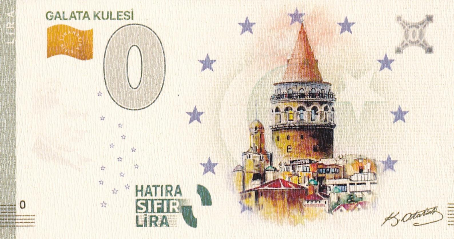 0 (Sıfır) Lira - Galata Kulesi Hatıra Sıfır Lira Fantezi Para