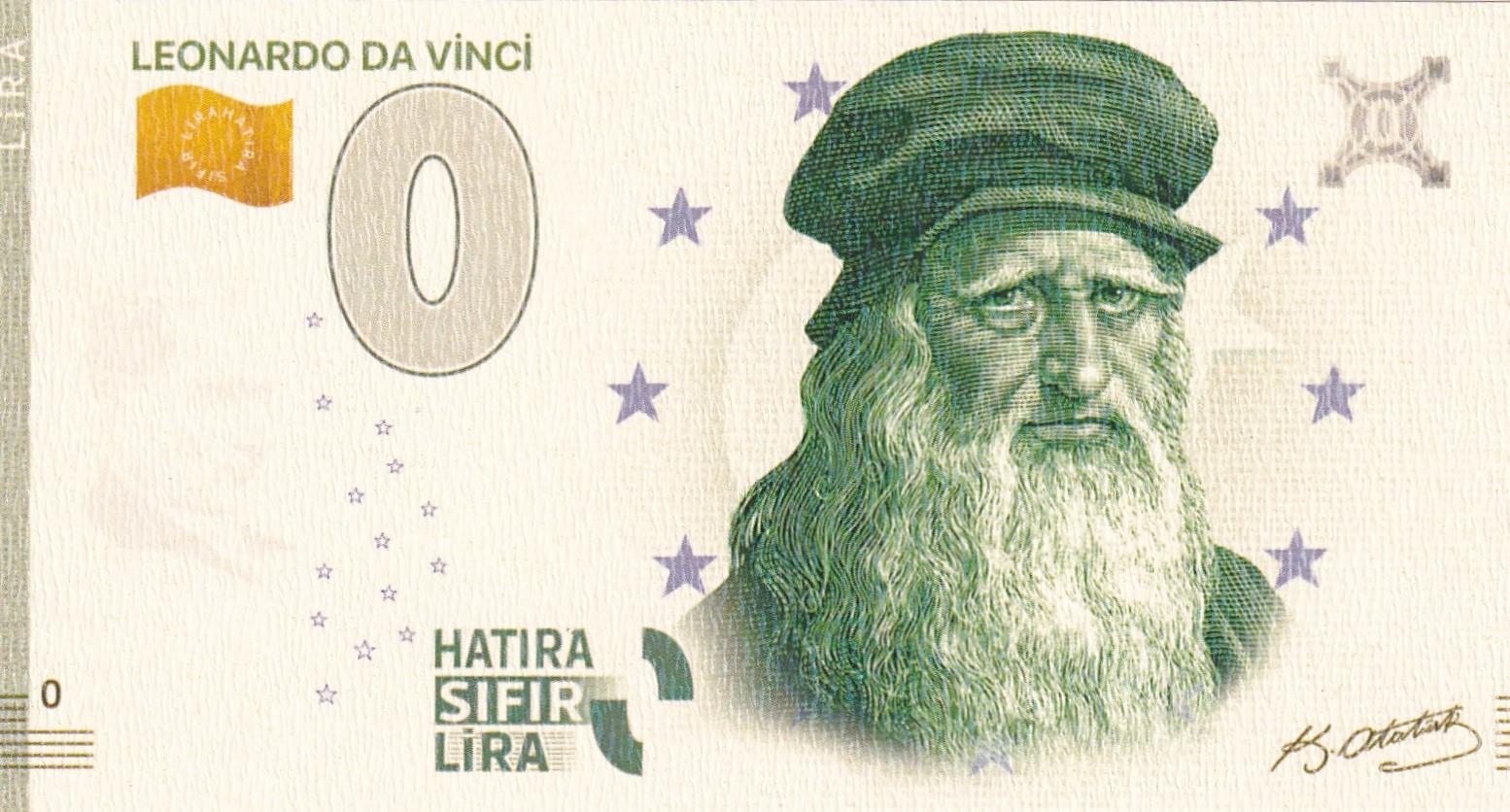 0 (Sıfır) Lira - Leonardo Da Vinci Hatıra Sıfır Lira Fantezi Para