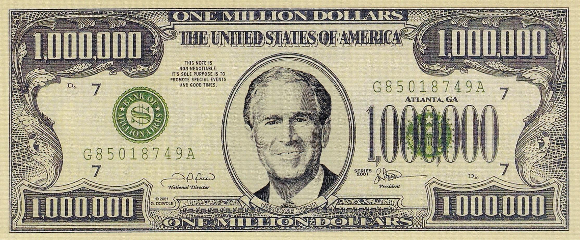 A.B.D. George W. Bush 1.000.000 USD (Bir Milyon Dolar) Fantezi Para